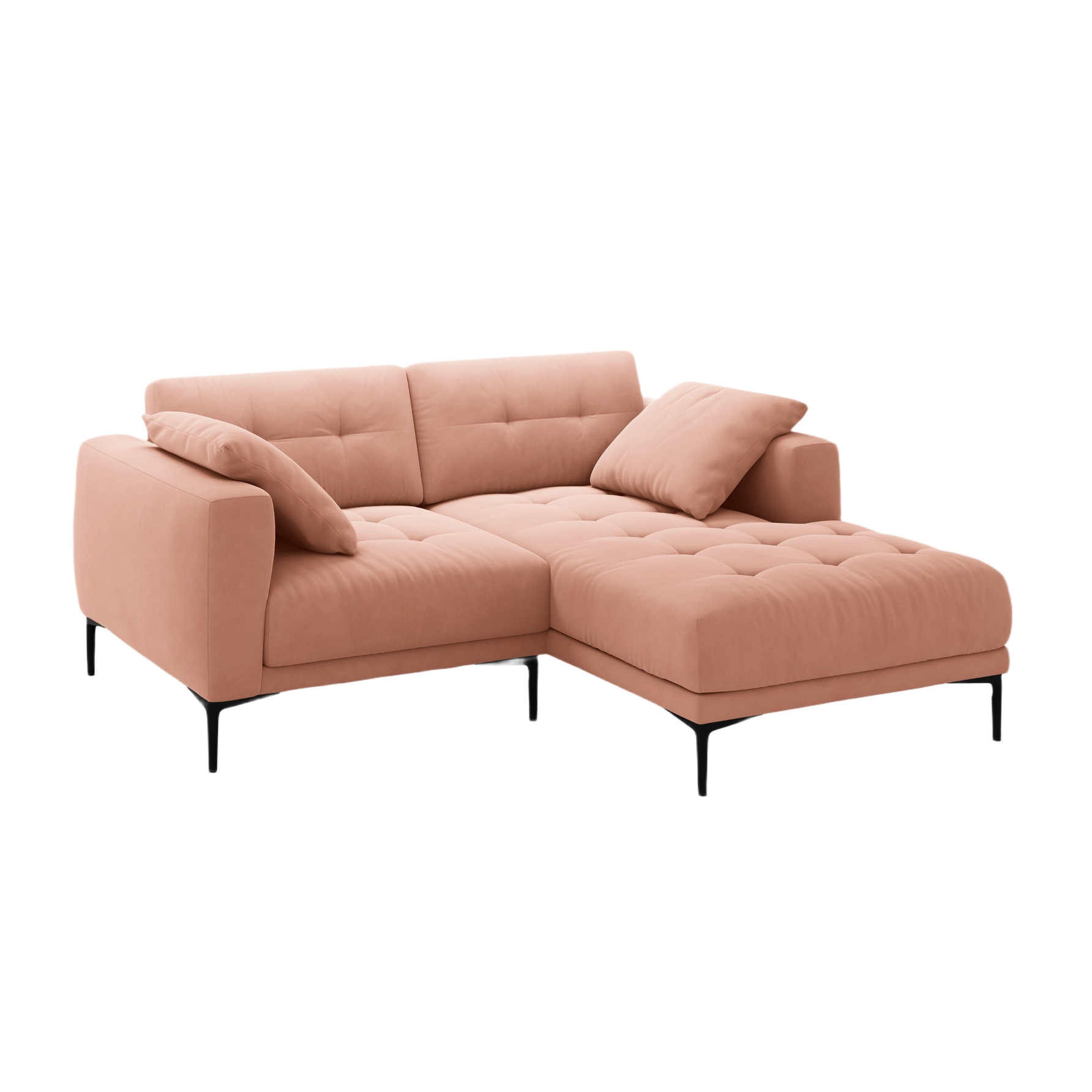 Right-facing velvet corner sofa BEMY pink