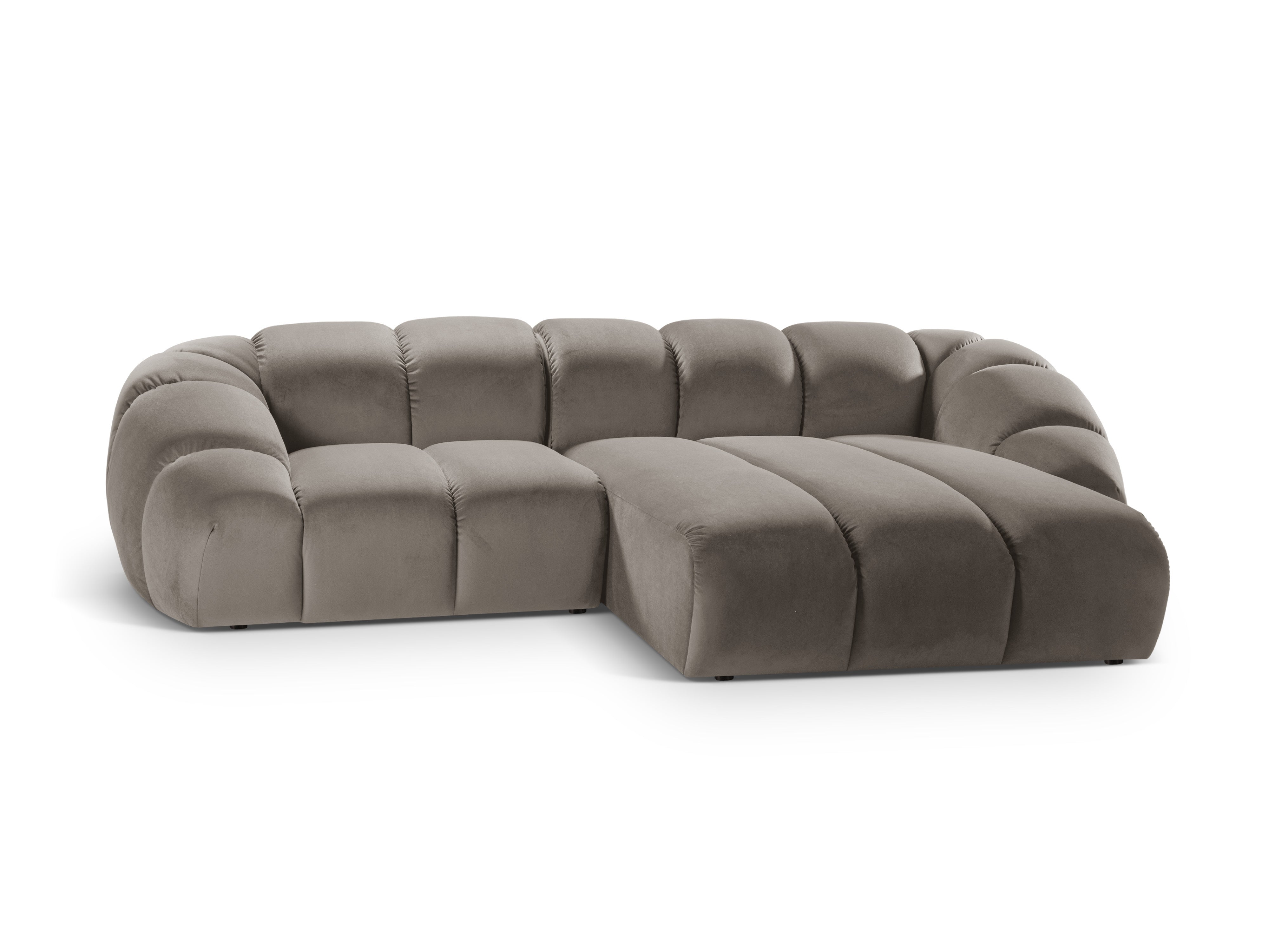 Velvet Right Corner Sofa, "Diana", 3 Sitze, Graubraun, 294x182x72
In Europa gemacht