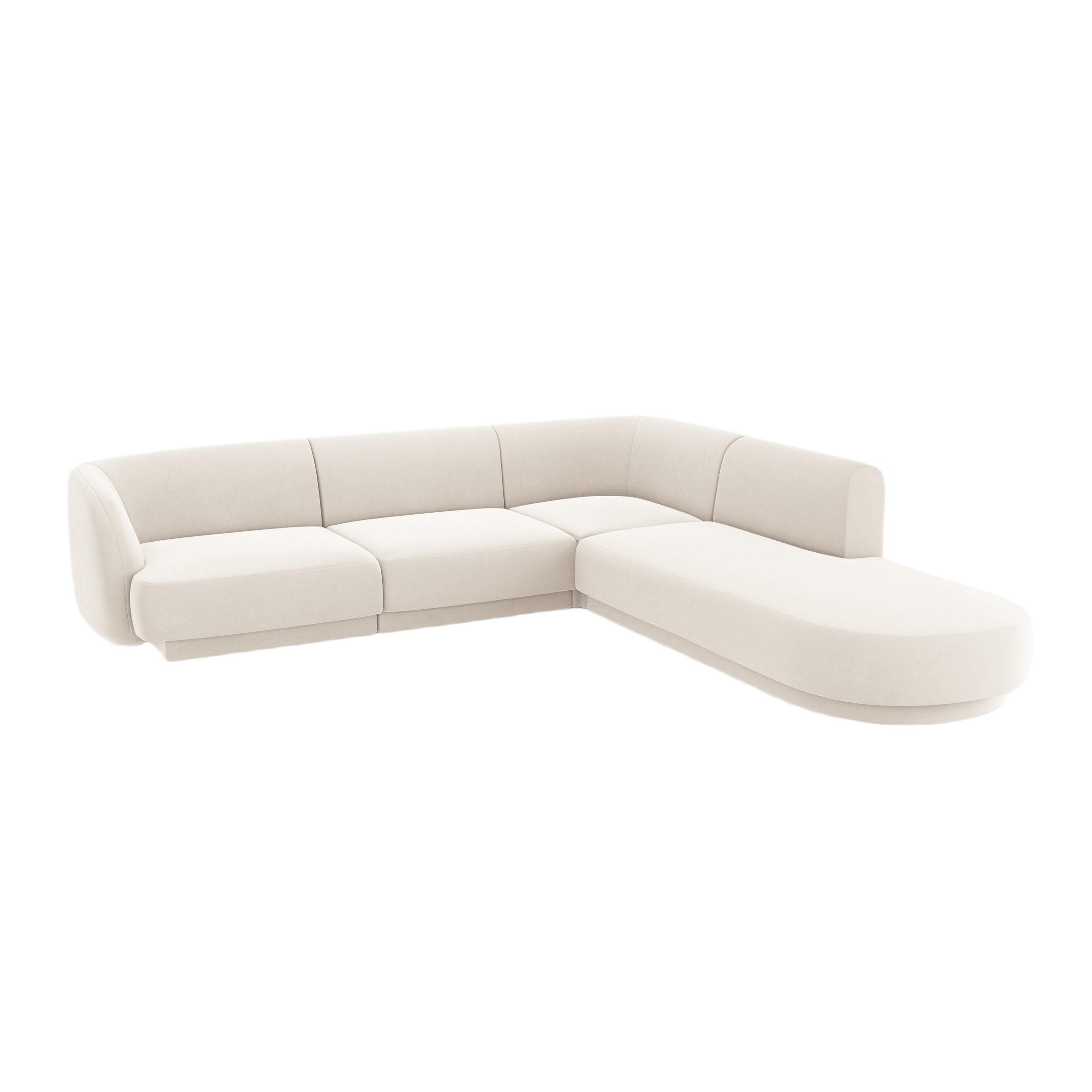 Samt-Ecksofa für 6 Personen rechts MILEY beige [Monika korrigiert]