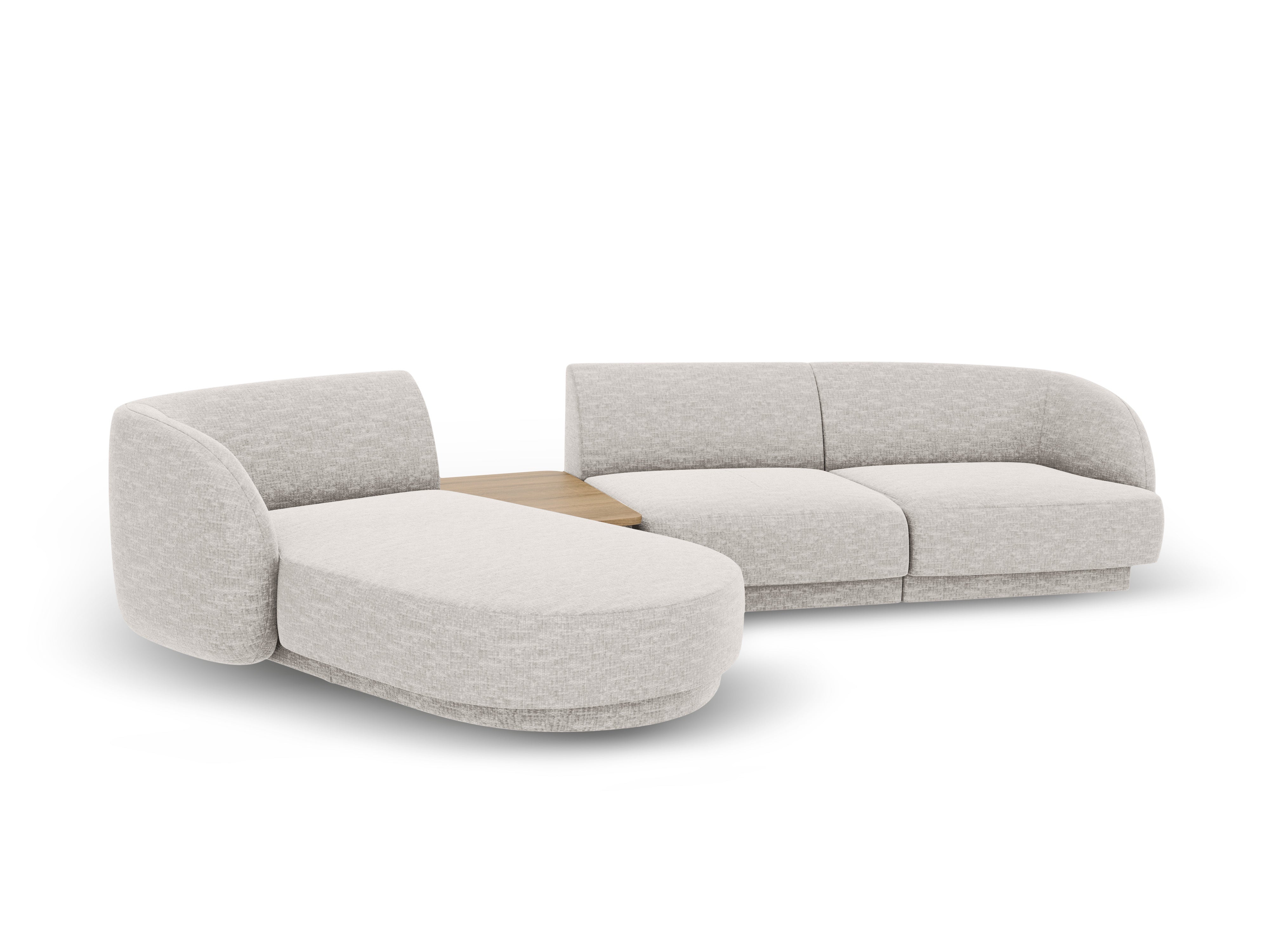 Modulares Ecksofa mit Tisch, 3-Sitzer, links, MILEY, graues Chenille