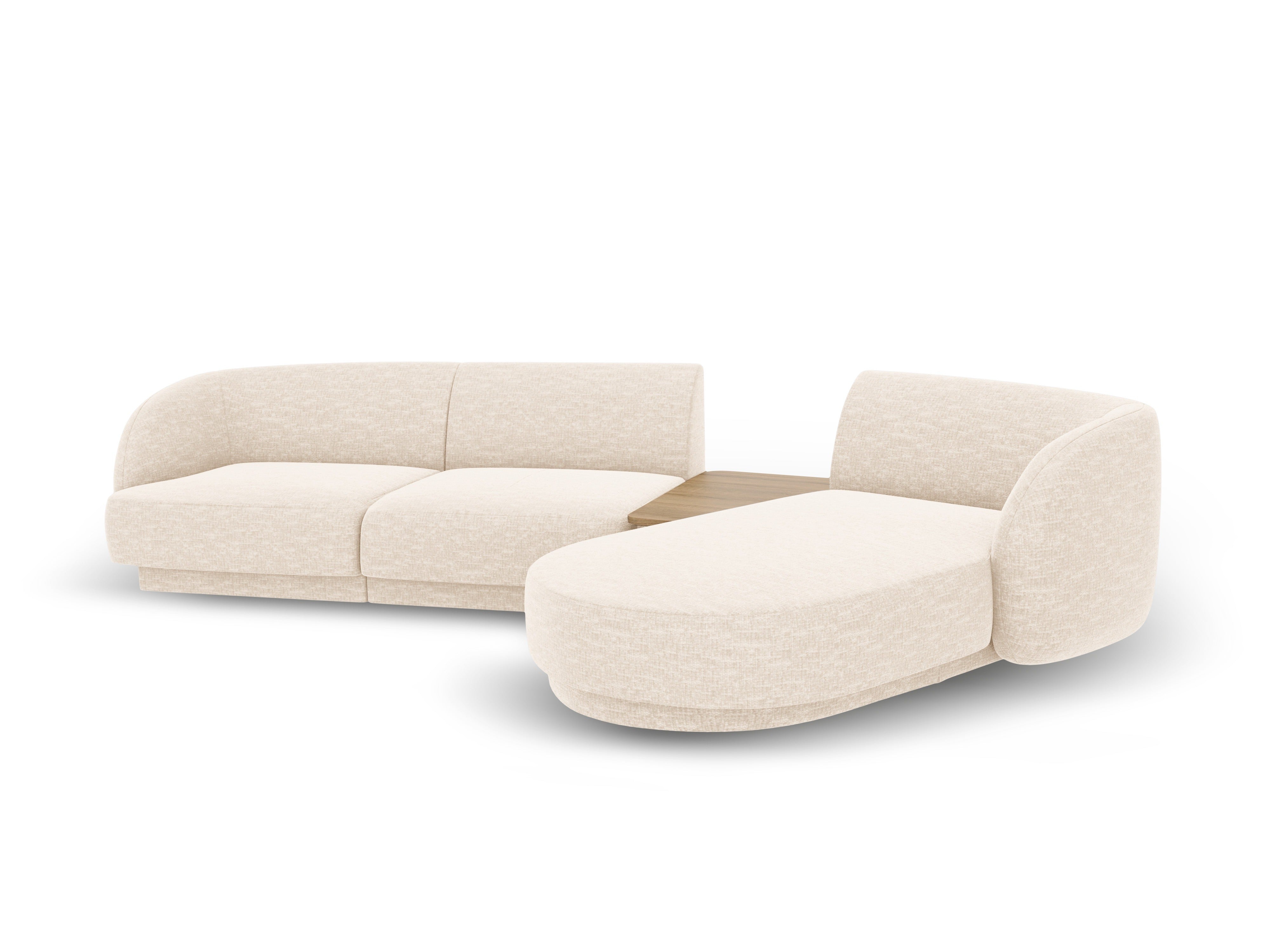 Modulares Ecksofa mit Tisch 3-Sitzer rechts MILEY Elfenbein Chenille