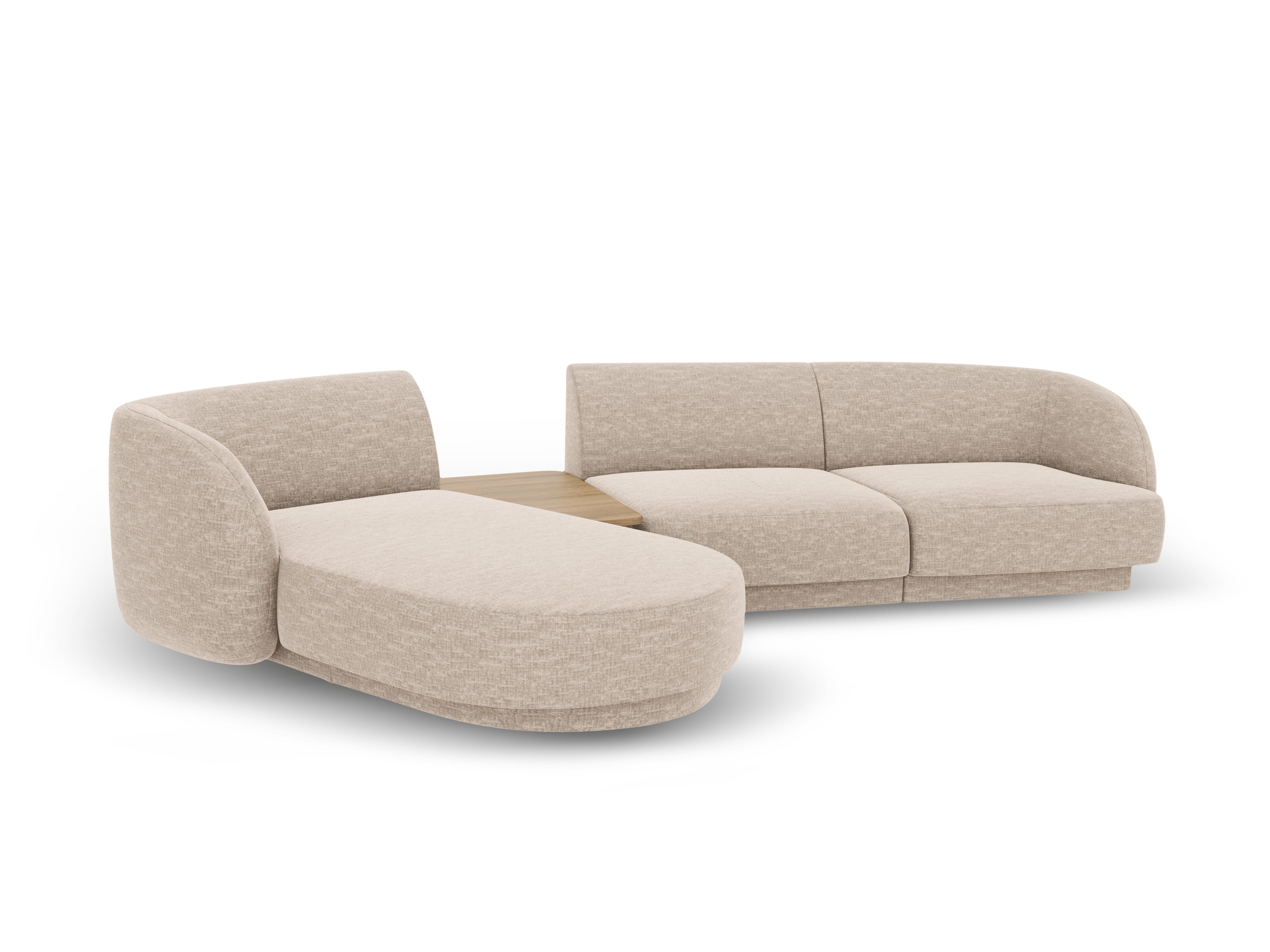 Modulares Ecksofa mit Tisch 3-sitzig links MILEY beige Chenille