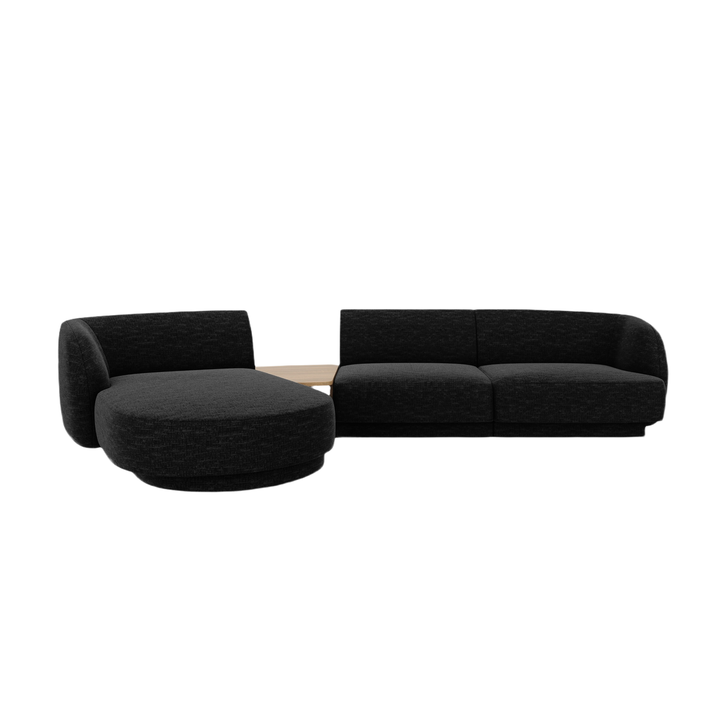Modulares Ecksofa mit Tisch, 3-Sitzer, links, MILEY, schwarzer Chenille