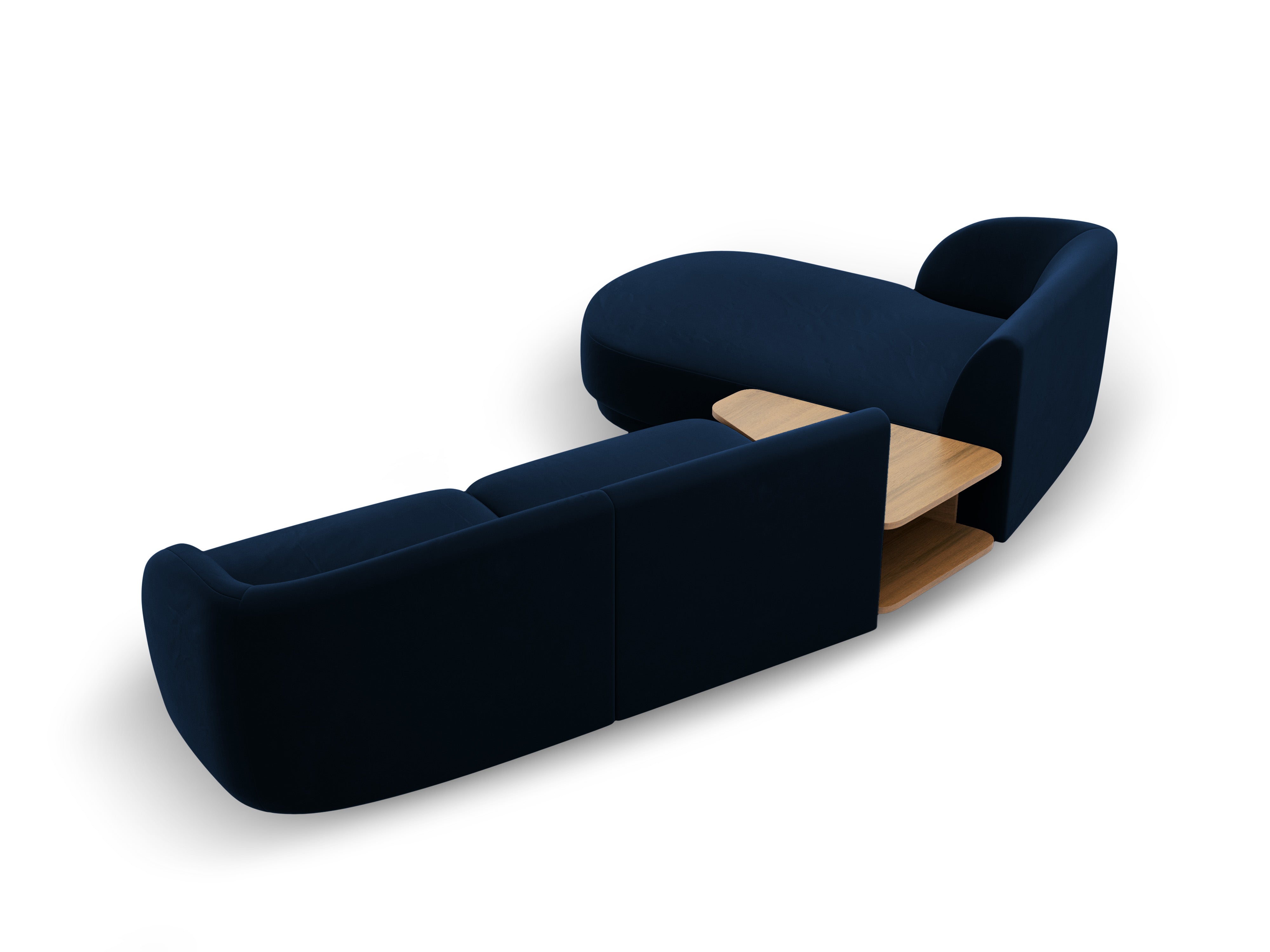 Modulares Ecksofa mit Tisch, 3-Sitzer, links, MILEY, königsblau