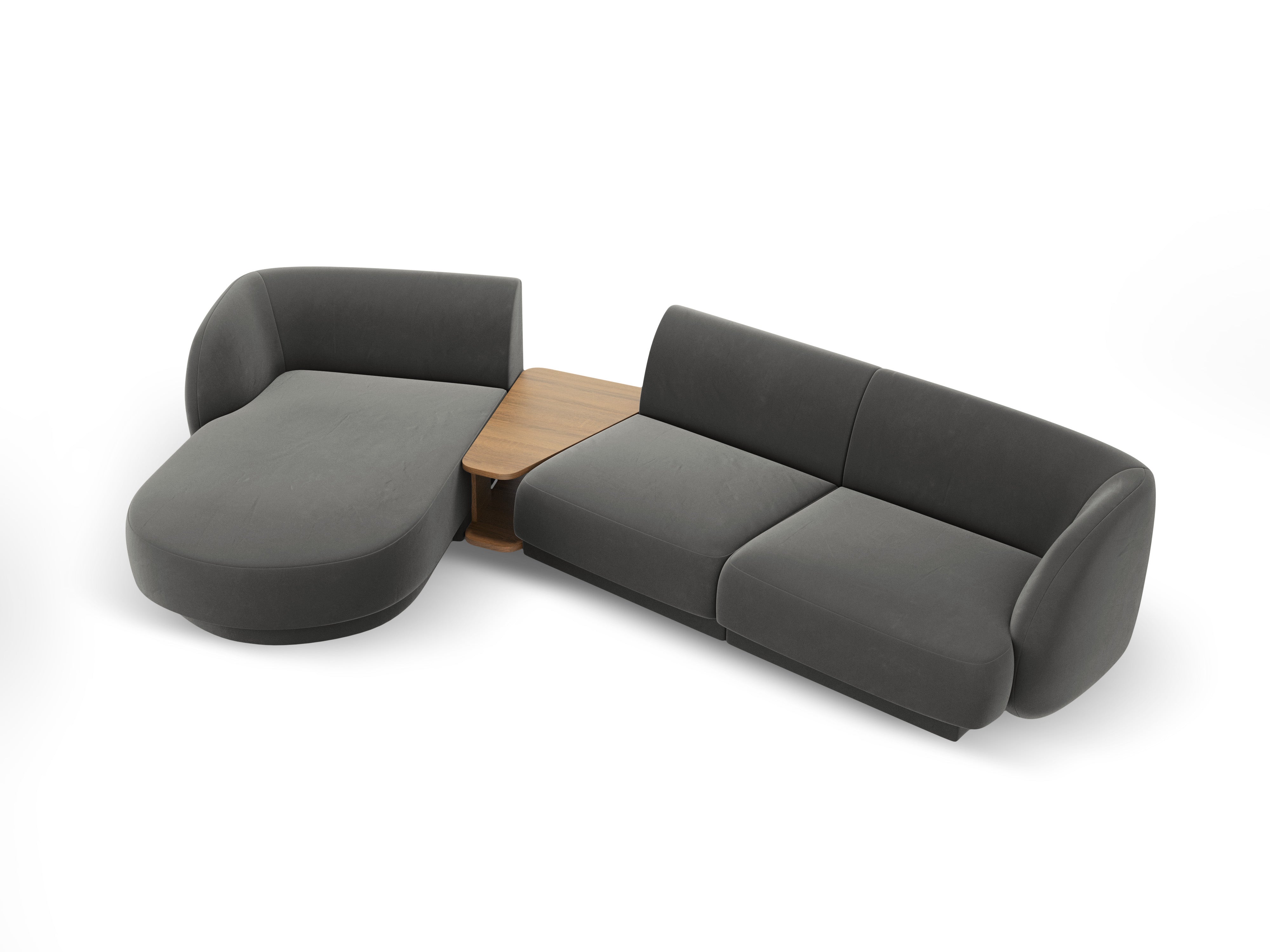Modulares Ecksofa mit Tisch 3-sitzig links MILEY hellgrau