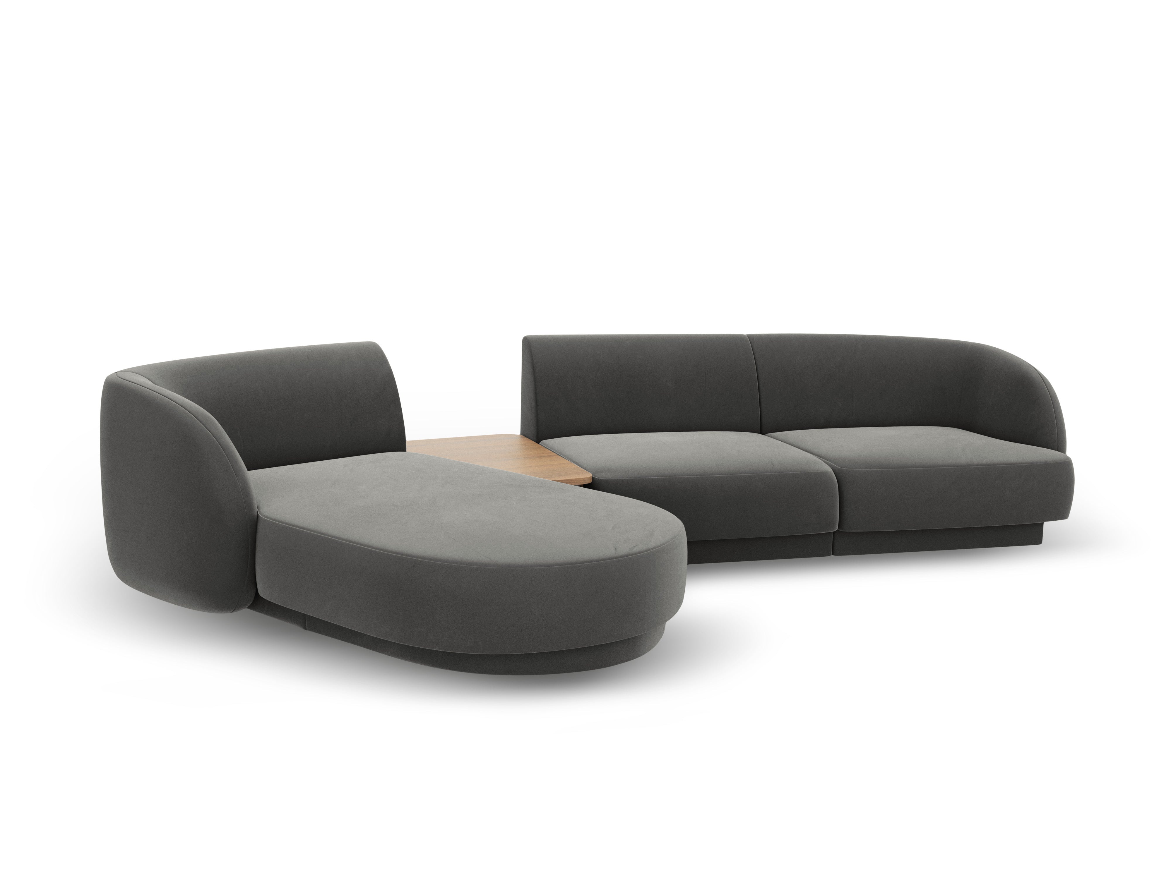 Modulares Ecksofa mit Tisch 3-sitzig links MILEY hellgrau