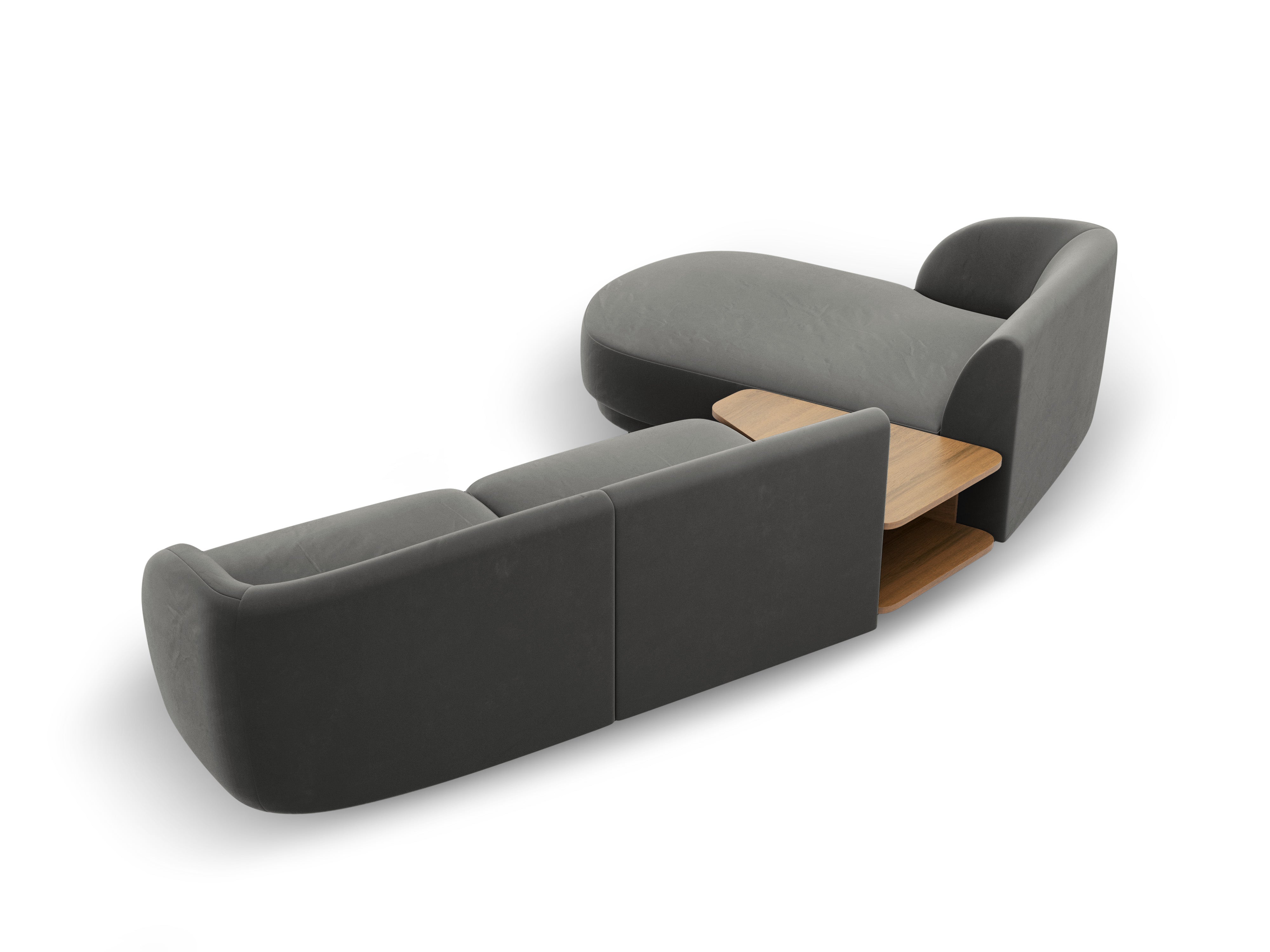 Modulares Ecksofa mit Tisch 3-sitzig links MILEY hellgrau