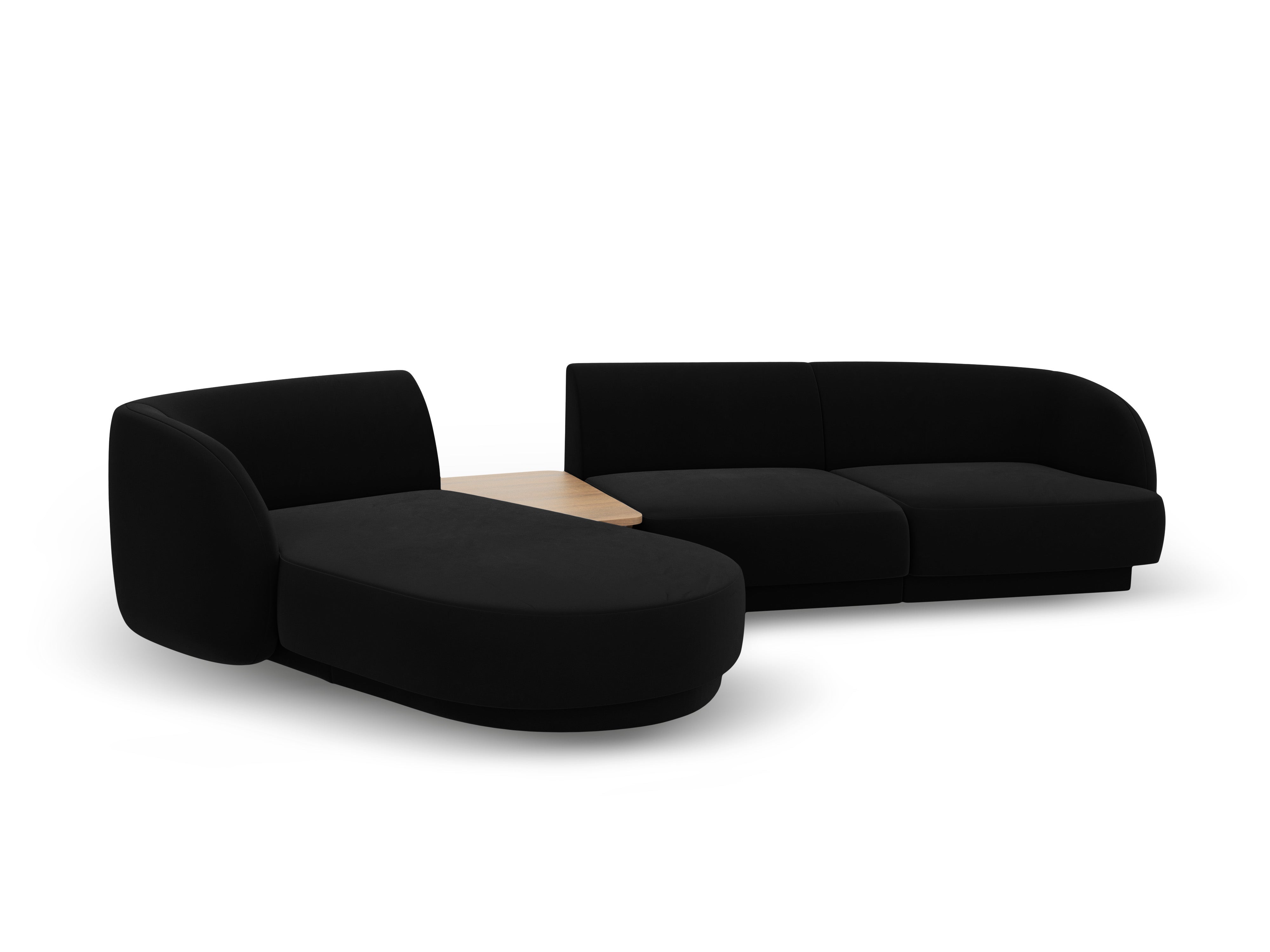 Modulares Ecksofa mit Tisch 3-sitzig links MILEY schwarz