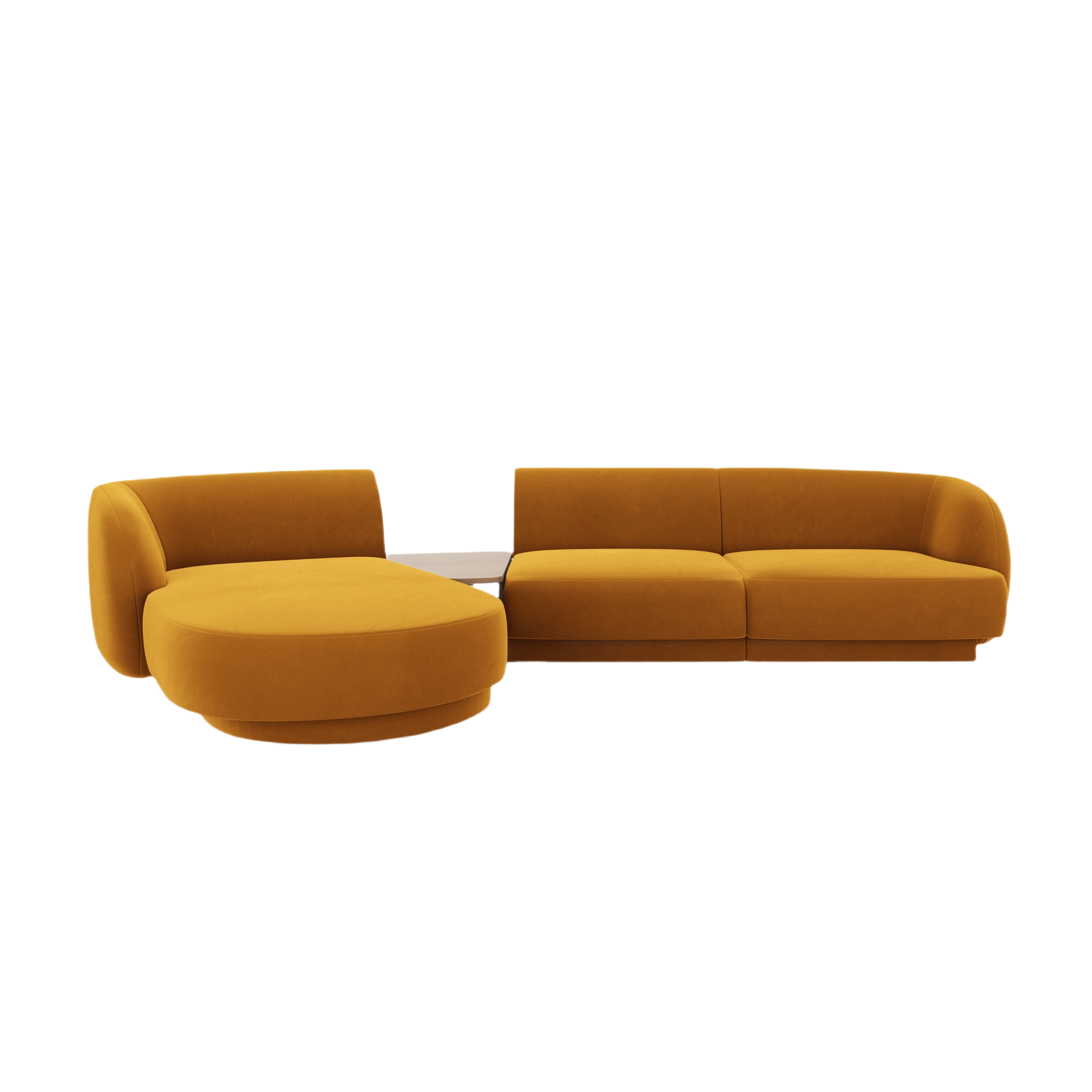 Modular corner sofa with table 3-seater left-sided MILEY yellow