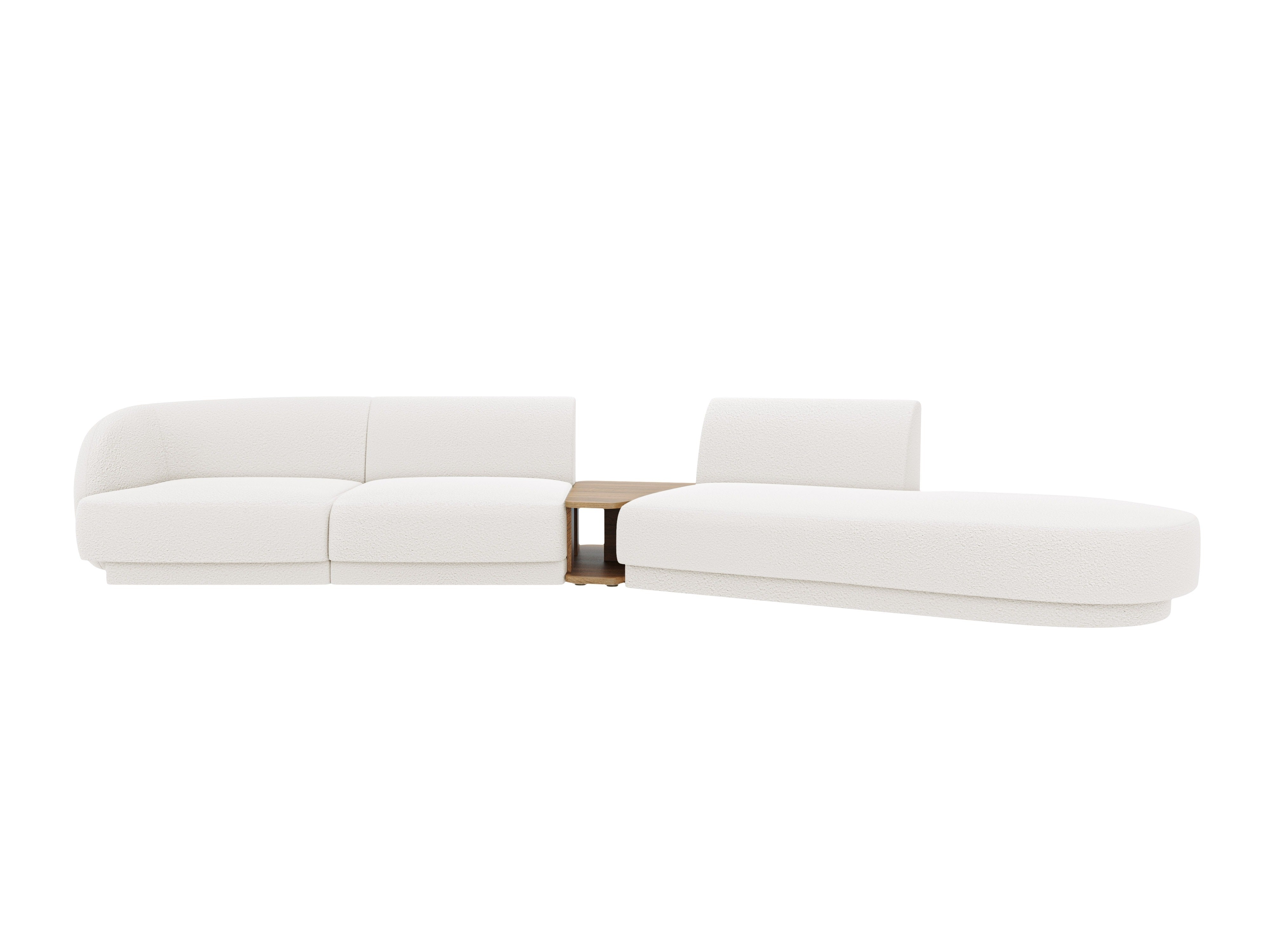 Right-facing modular sofa with table for 4 people MILEY white boucle