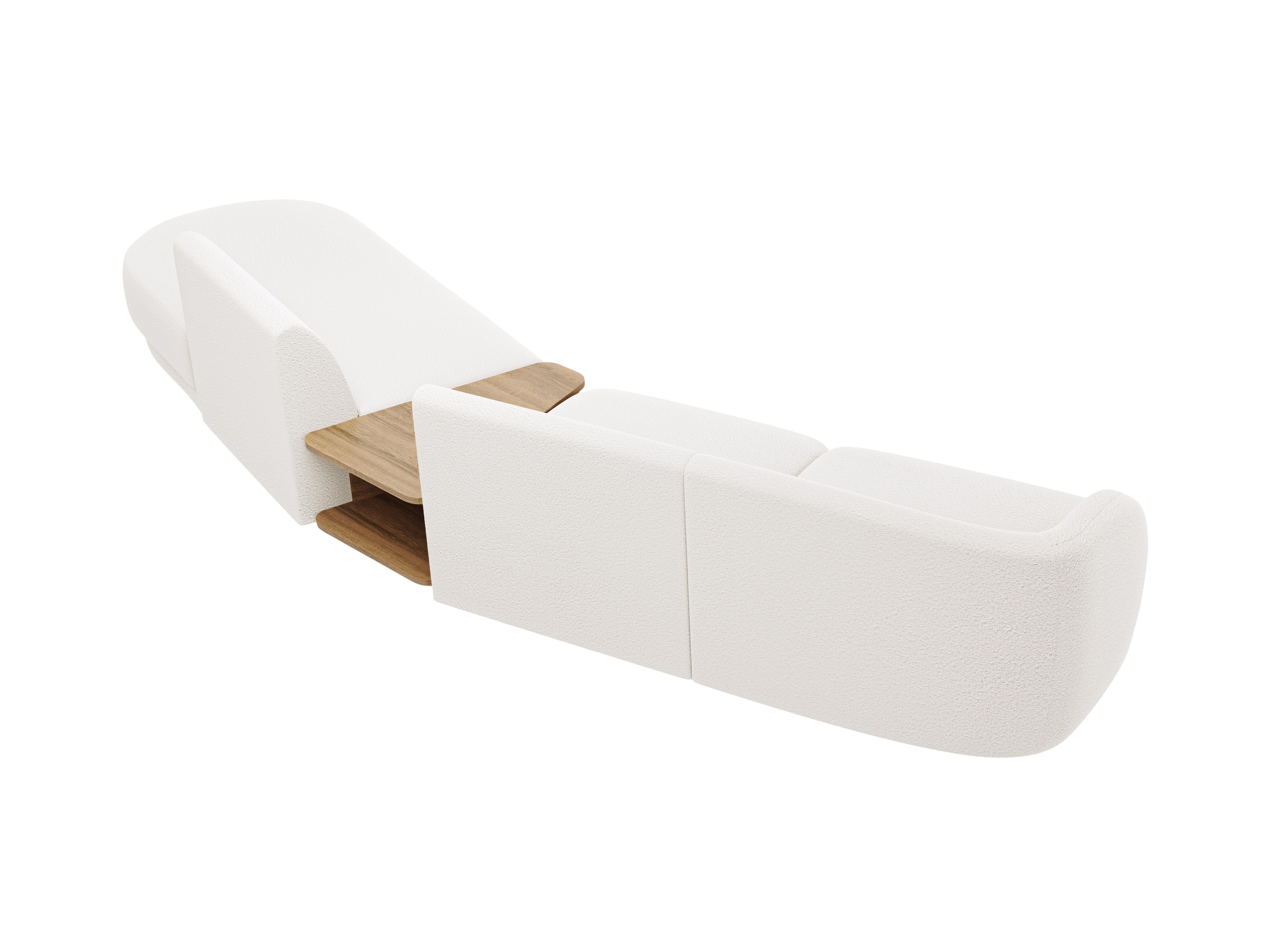 Right-facing modular sofa with table for 4 people MILEY white boucle