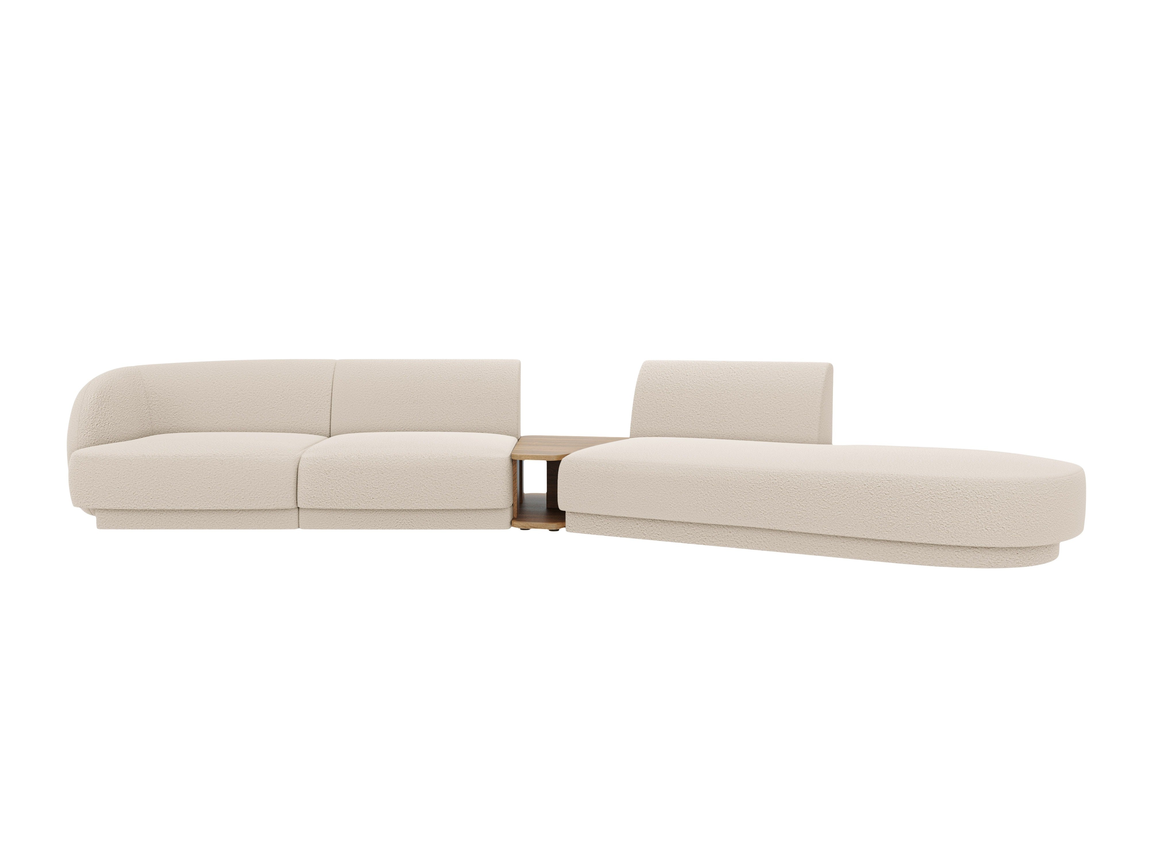 Right-facing modular sofa with table for 4 people MILEY beige boucle
