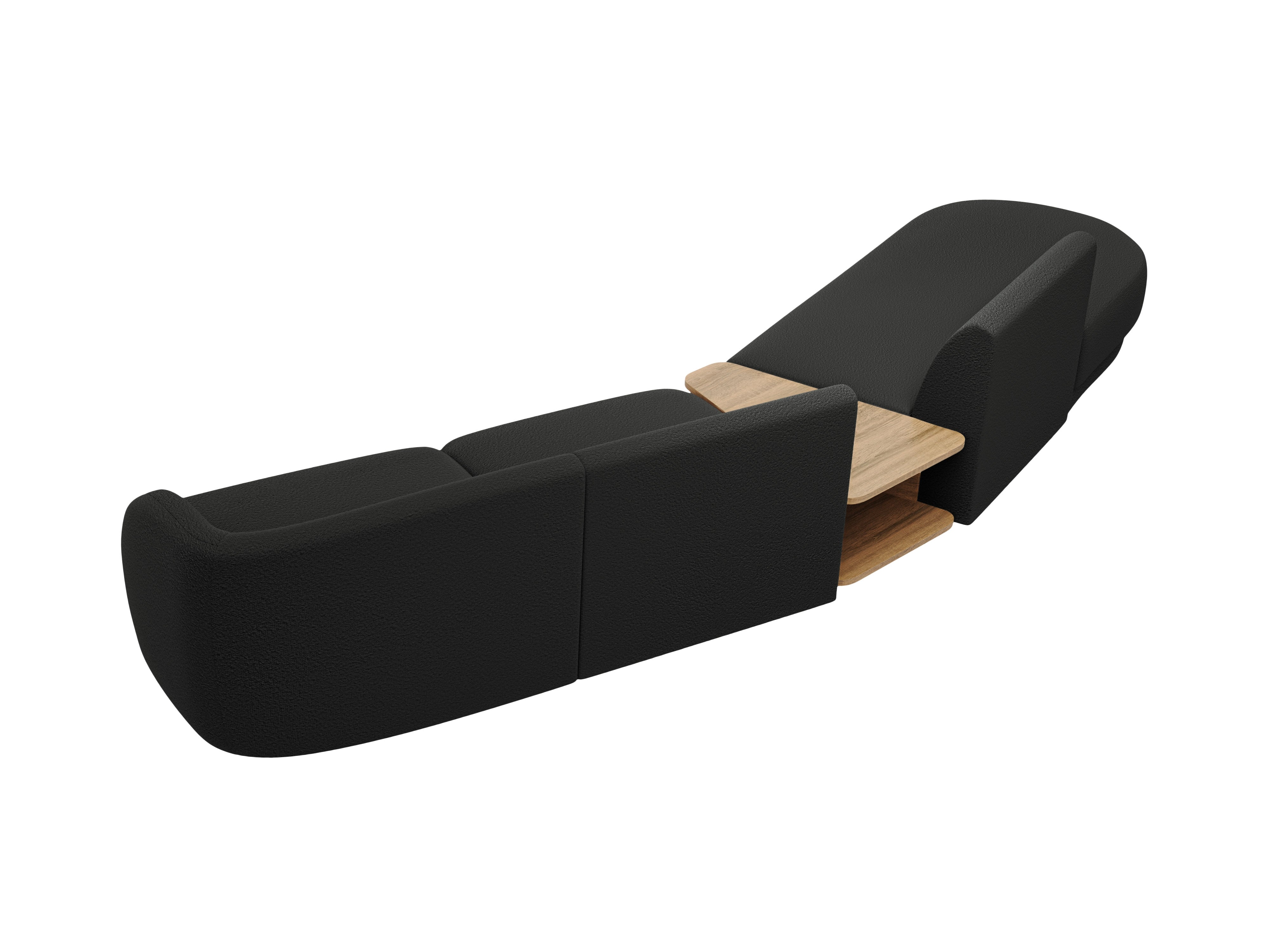 Left-sided modular sofa with table for 4 people MILEY black boucle