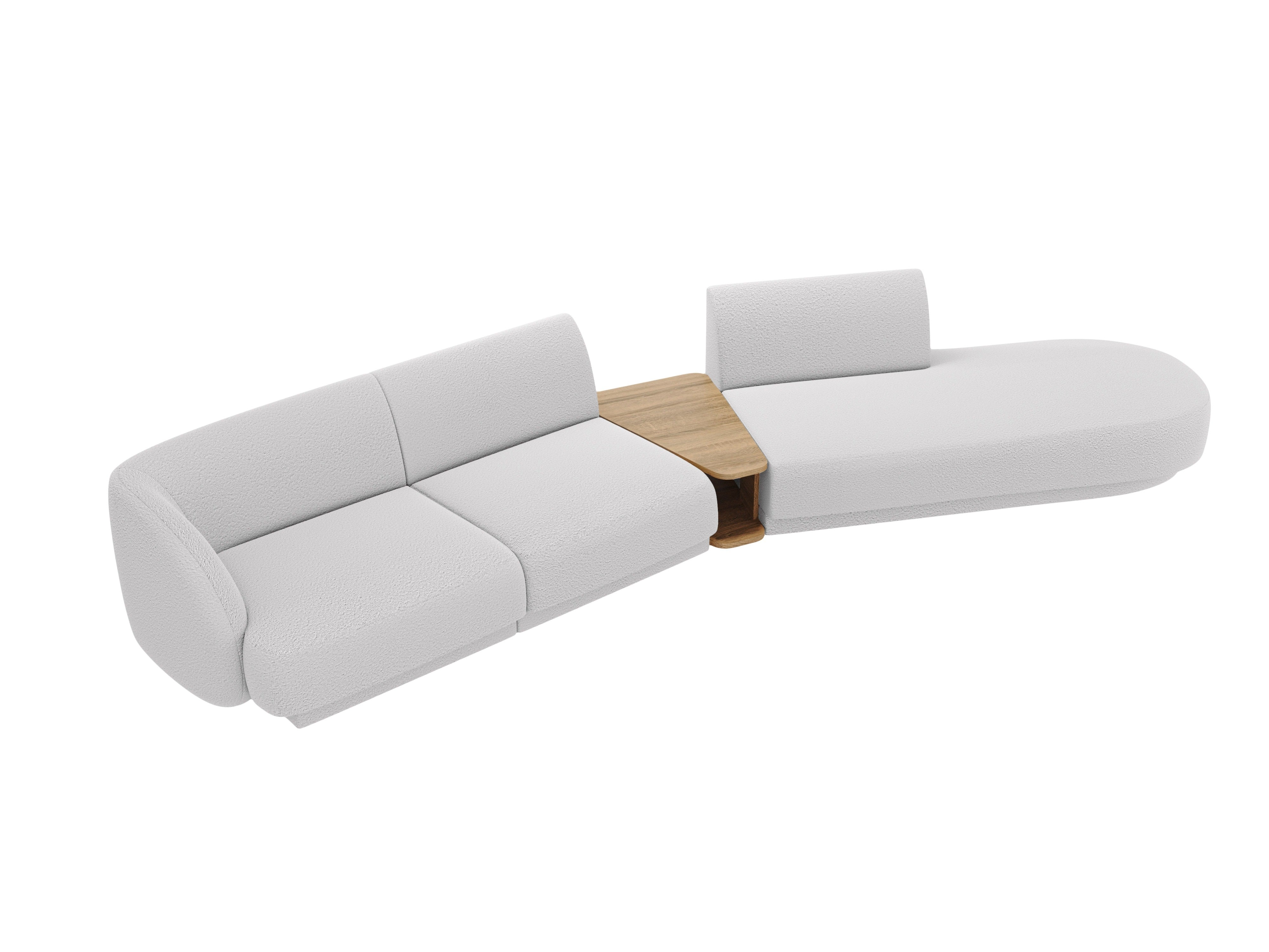 Right-facing modular sofa with table for 4 people MILEY light gray boucle