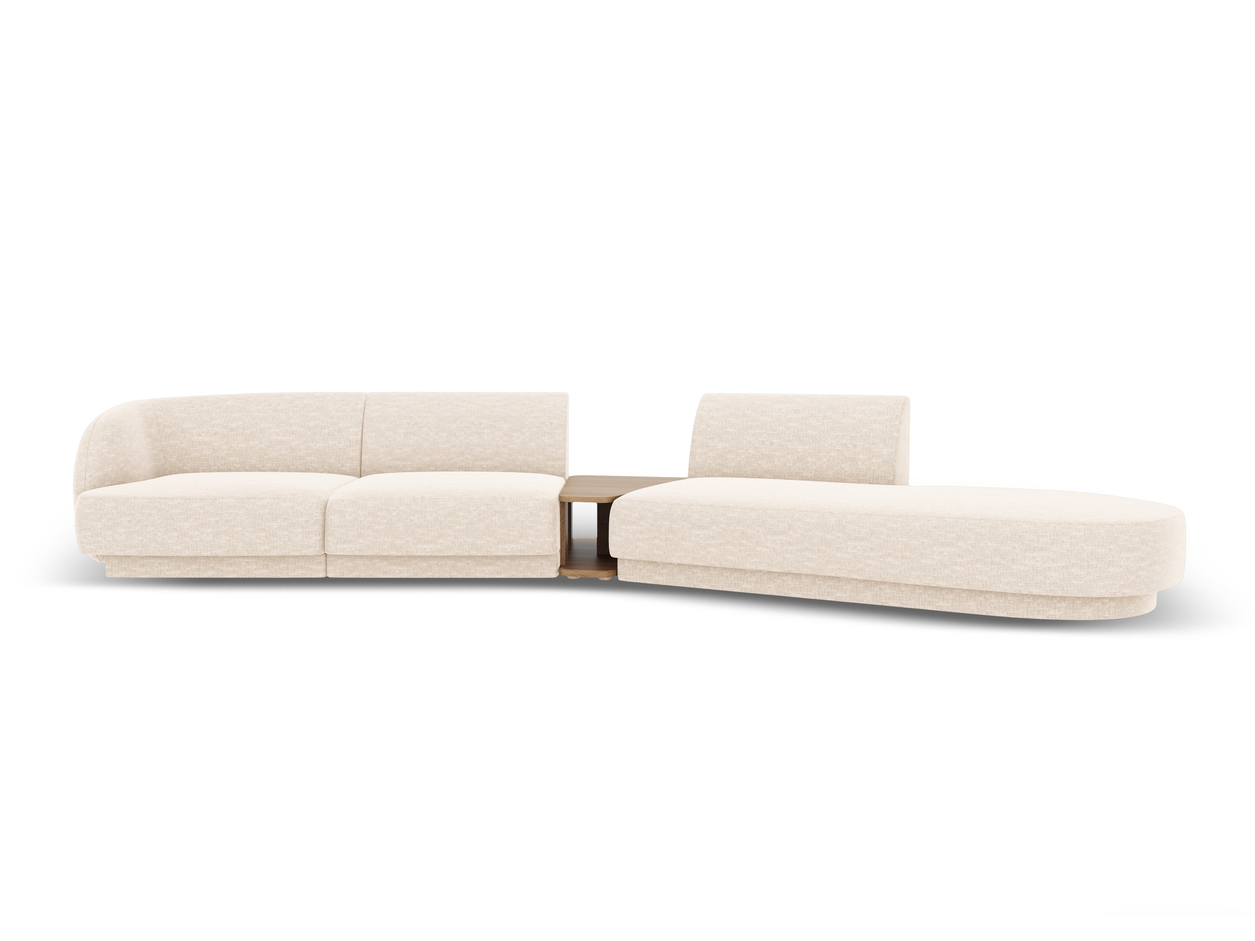 Right-facing modular sofa with table for 4 people MILEY ivory chenille
