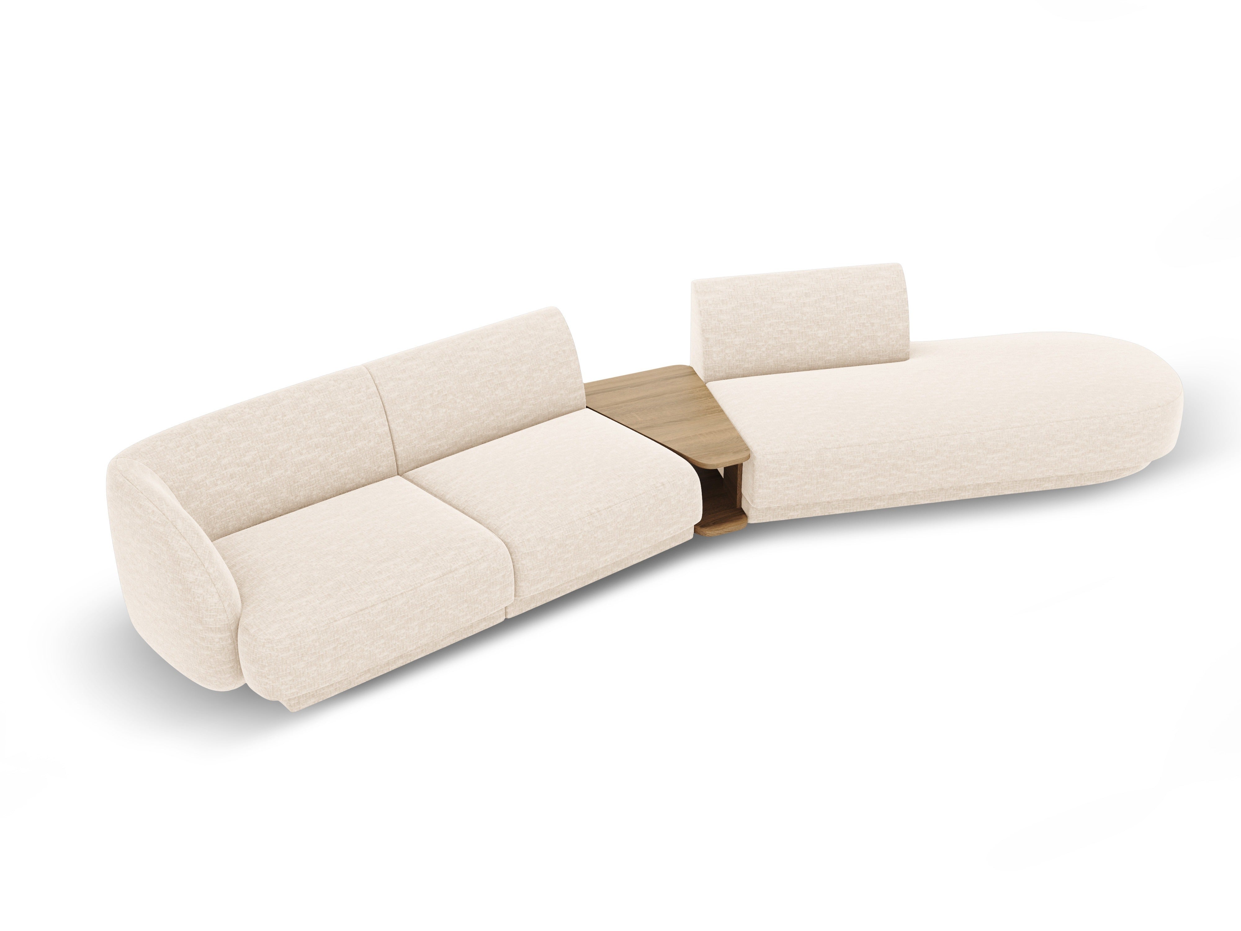 Right-facing modular sofa with table for 4 people MILEY ivory chenille