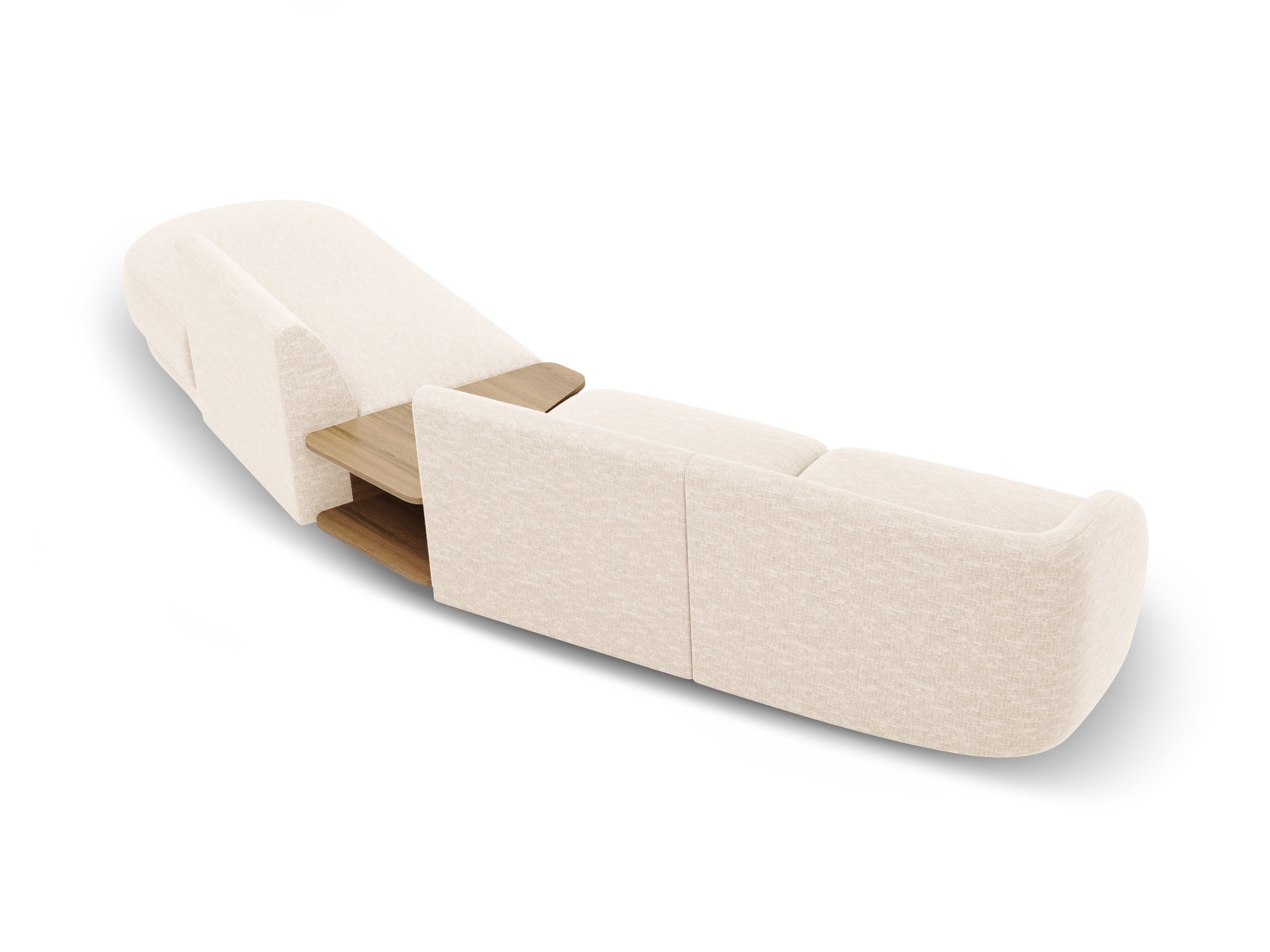 Right-facing modular sofa with table for 4 people MILEY ivory chenille