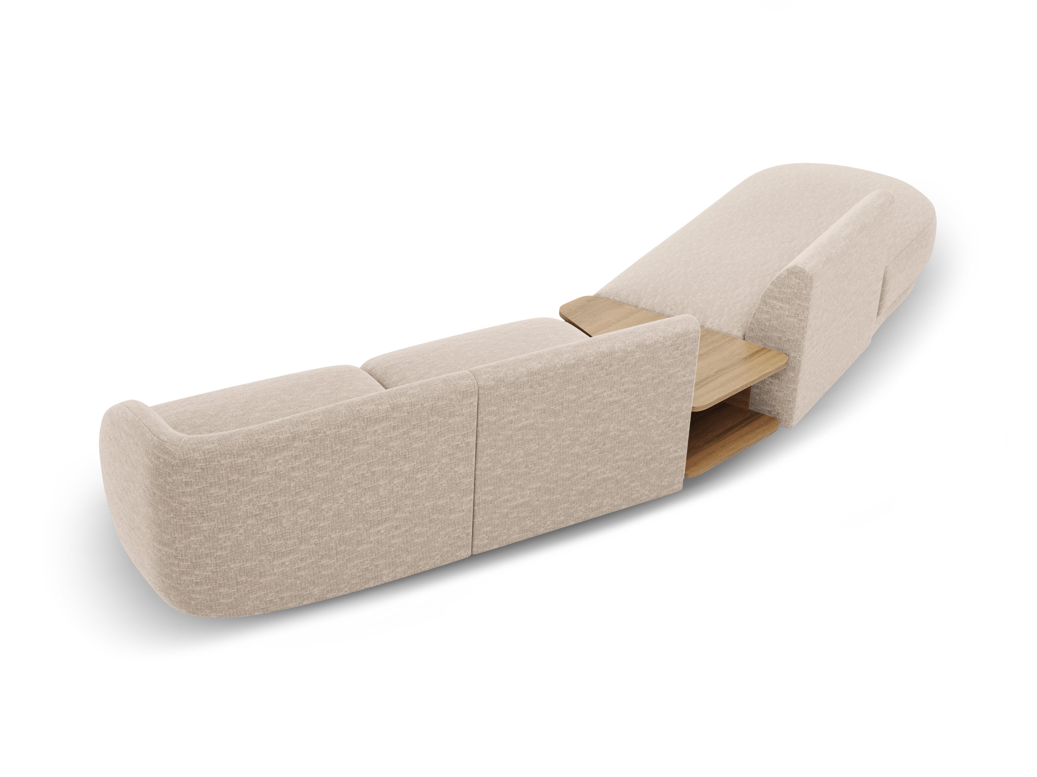 Modulares Sofa links mit Tisch für 4 Personen MILEY beige Chenille