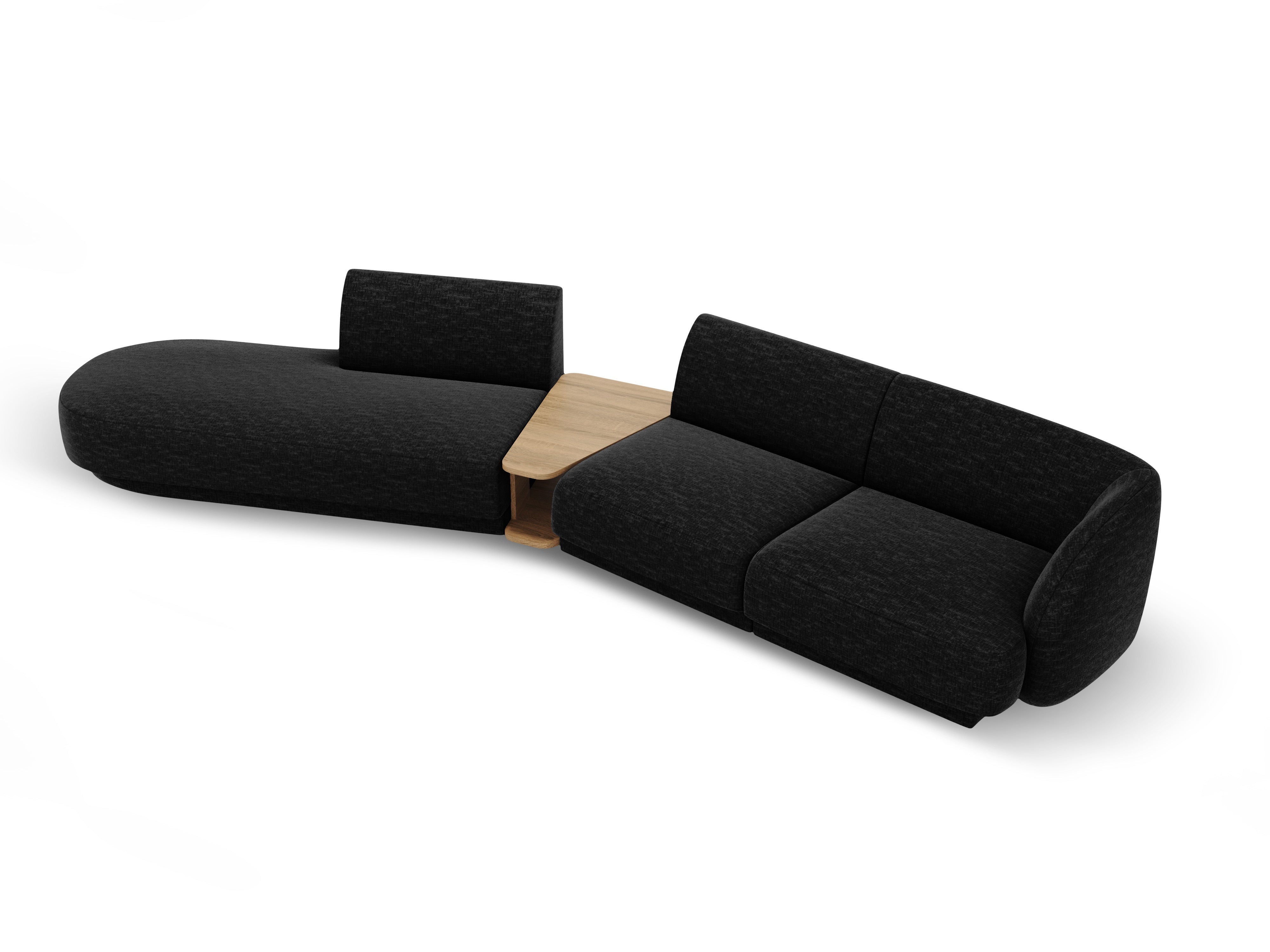 Modulares Sofa links mit Tisch für 4 Personen MILEY schwarzes Chenille