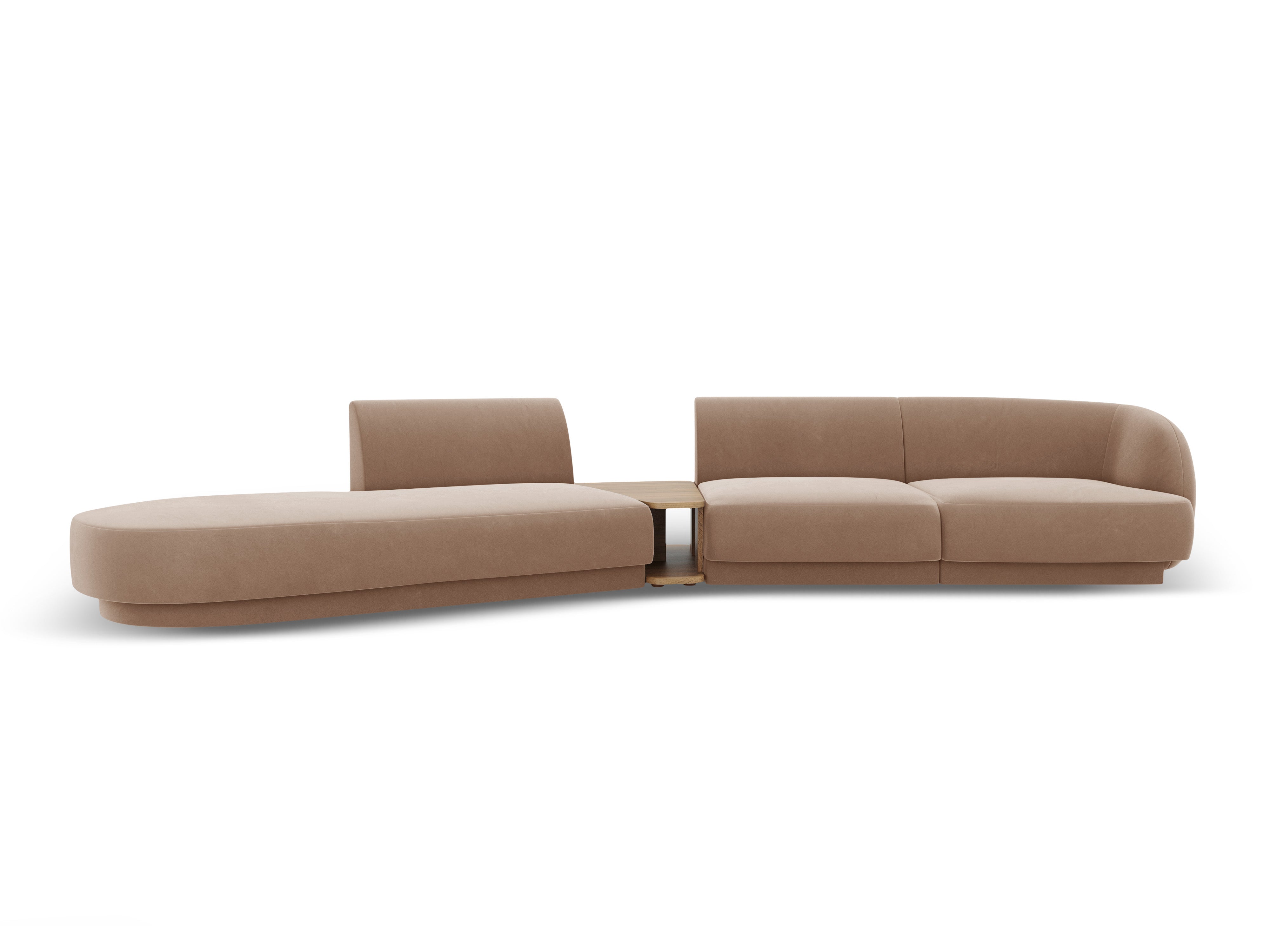 Modulares Sofa links mit Tisch, 4-sitzig, samt MILEY cappuccino