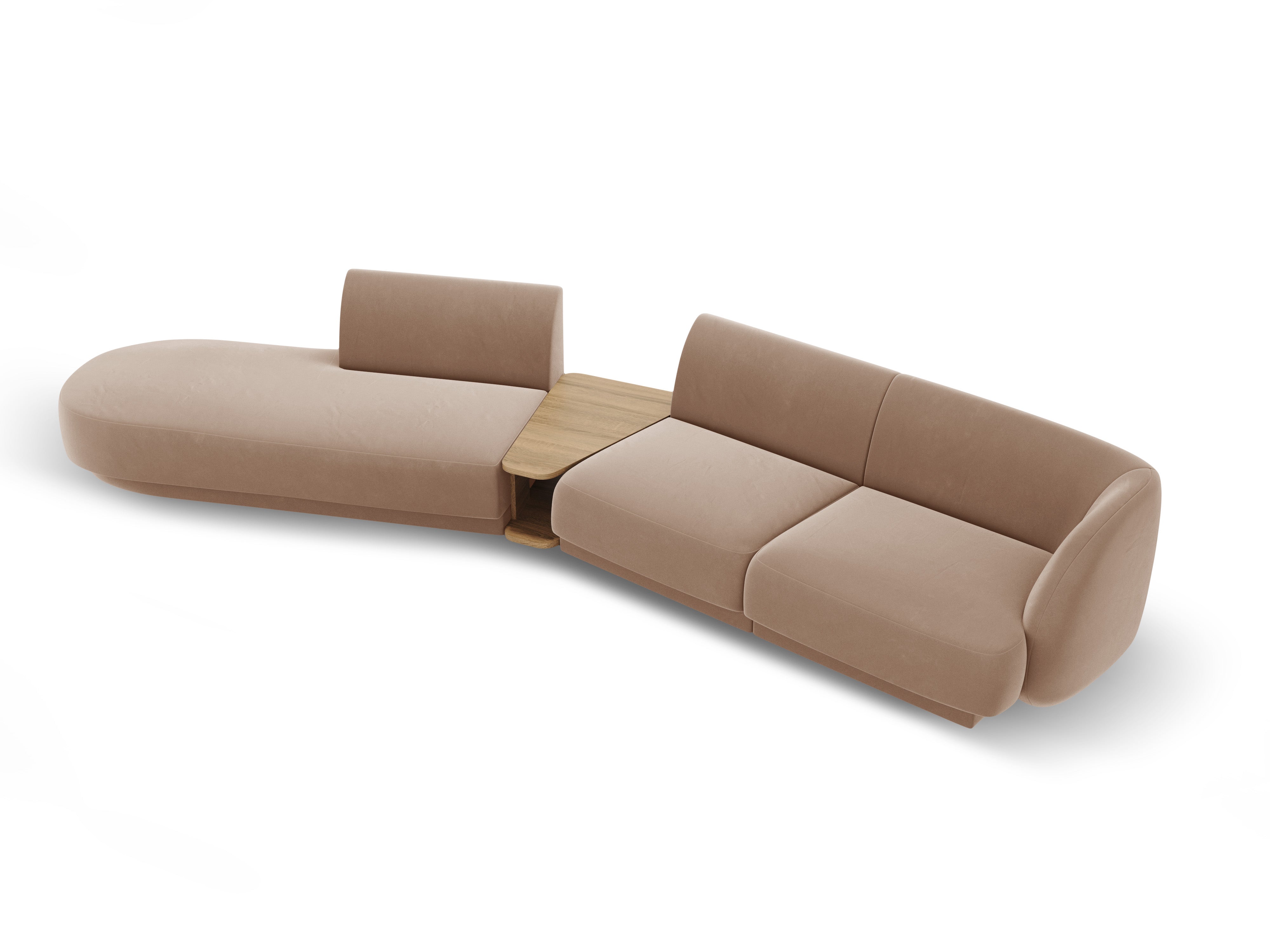 Modulares Sofa links mit Tisch, 4-sitzig, samt MILEY cappuccino