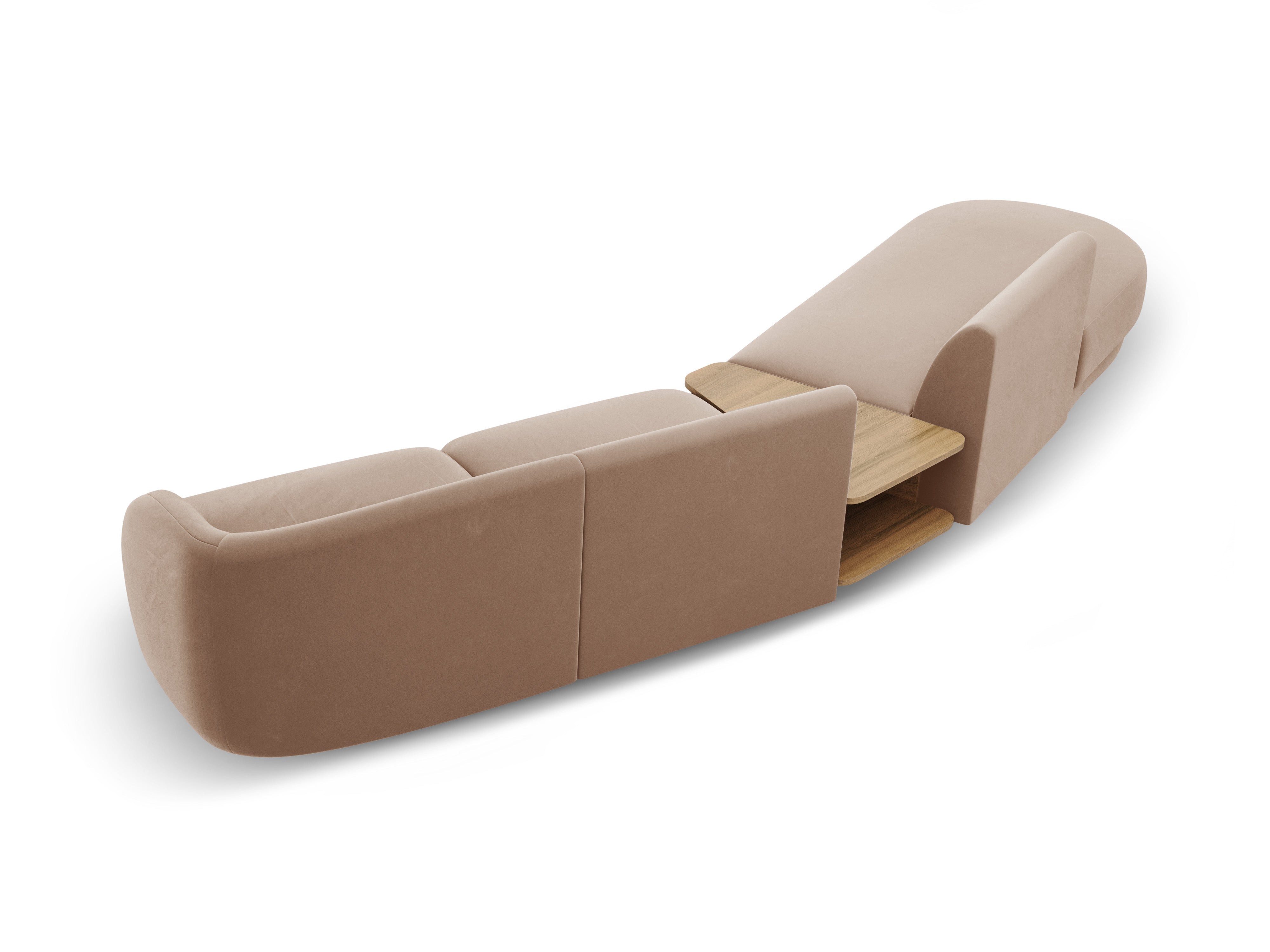 Modulares Sofa links mit Tisch, 4-sitzig, samt MILEY cappuccino