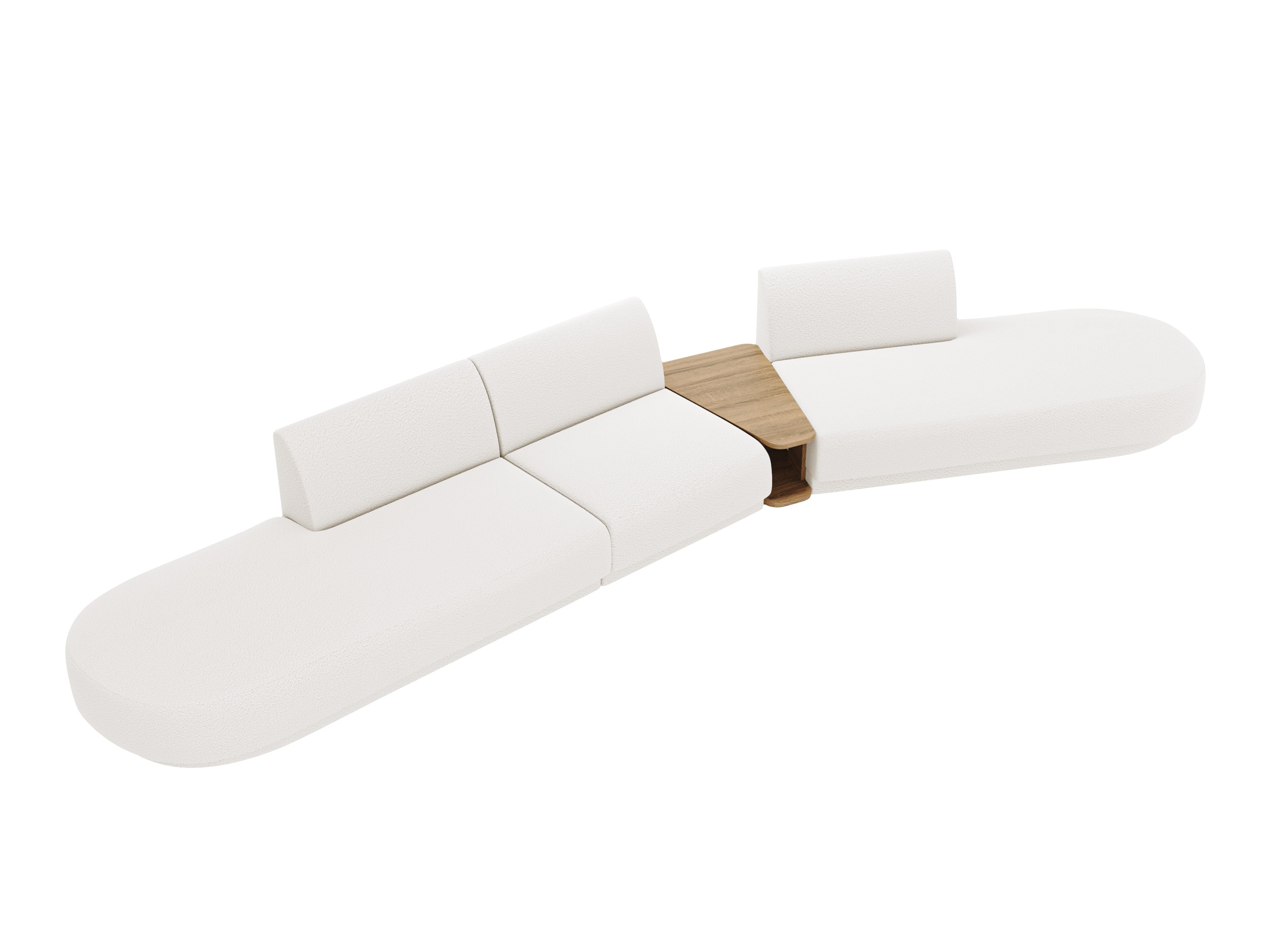 Modulares Sofa mit Tisch, 5-Sitzer MILEY, weißes Boucle, rechtsseitig