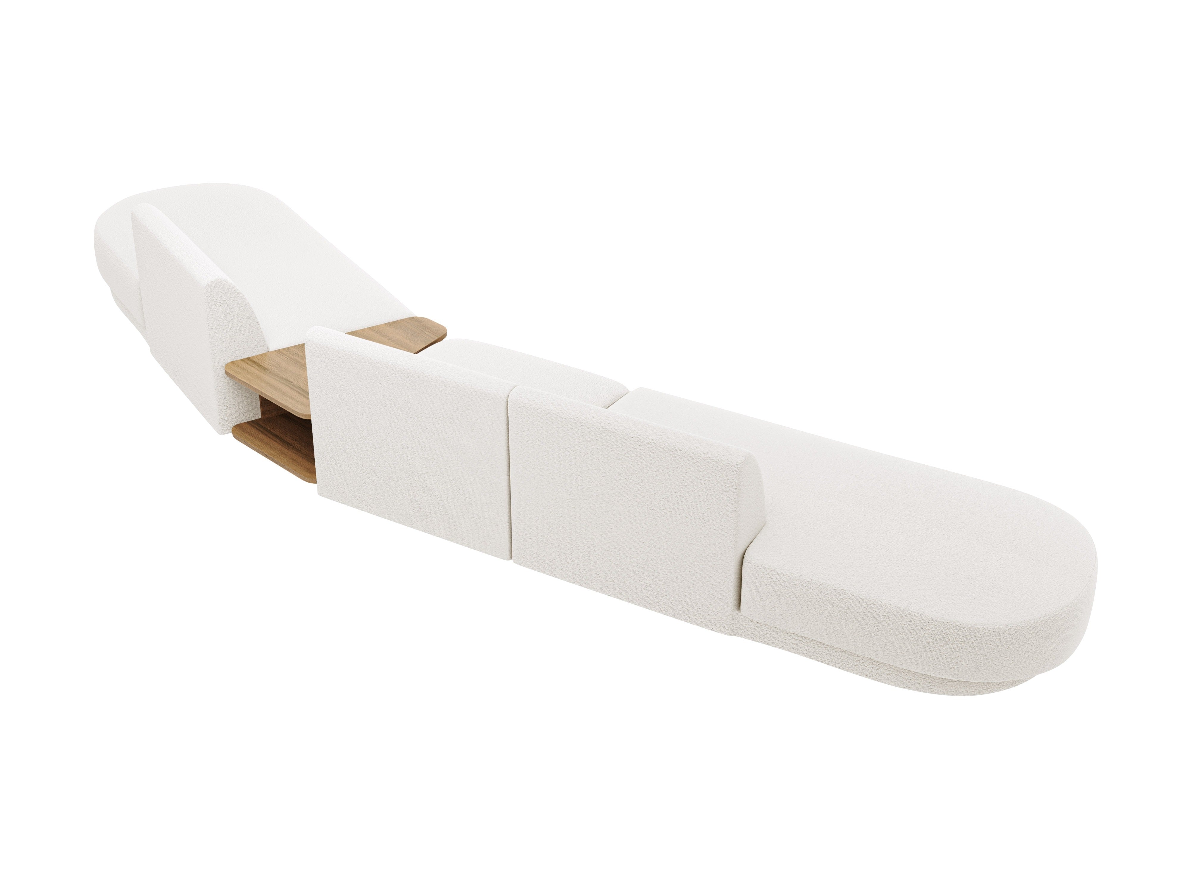 Modulares Sofa mit Tisch, 5-Sitzer MILEY, weißes Boucle, rechtsseitig
