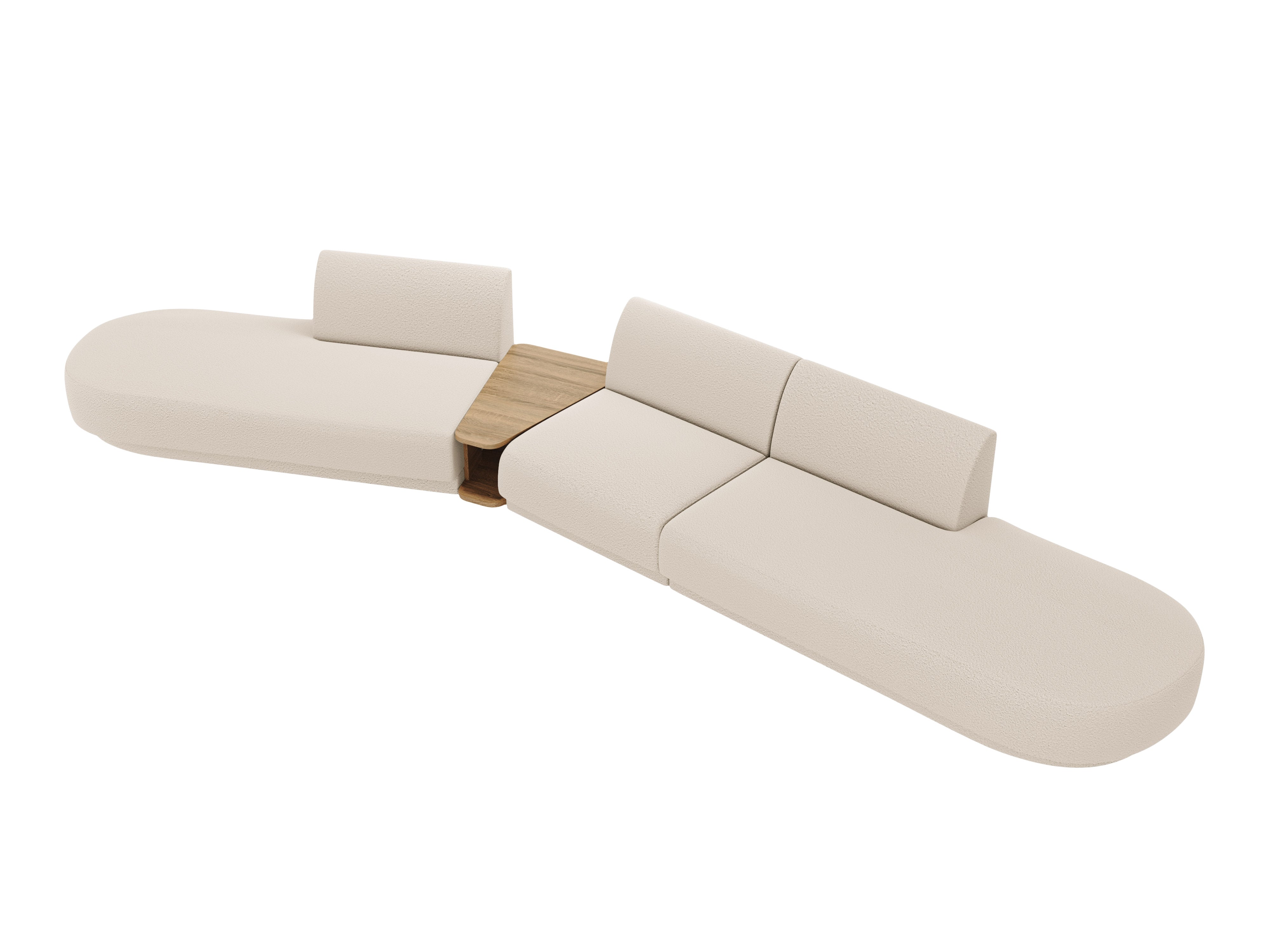 Modulares Sofa links mit Tisch für 5 Personen MILEY beige Boucle