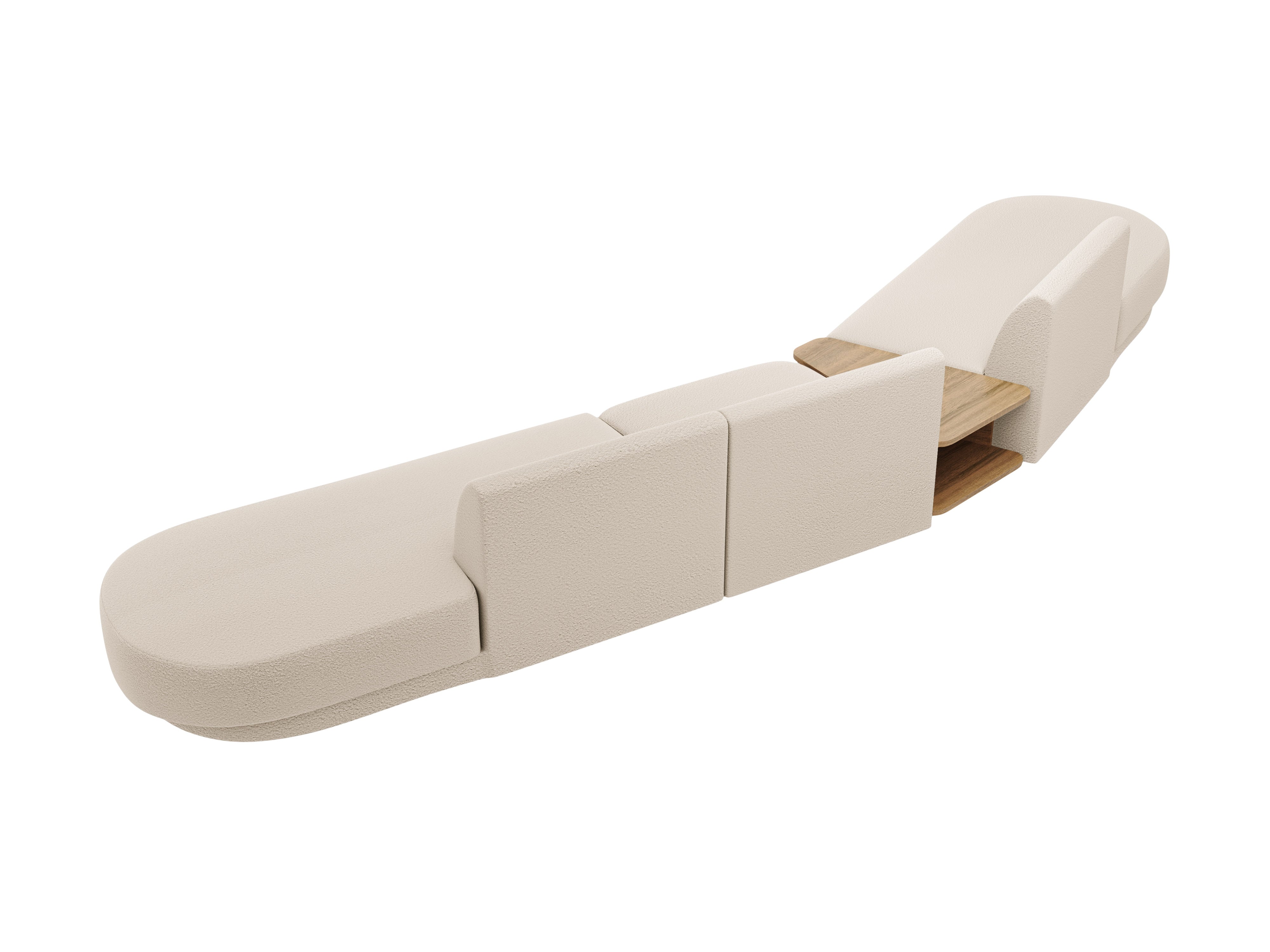 Modulares Sofa links mit Tisch für 5 Personen MILEY beige Boucle