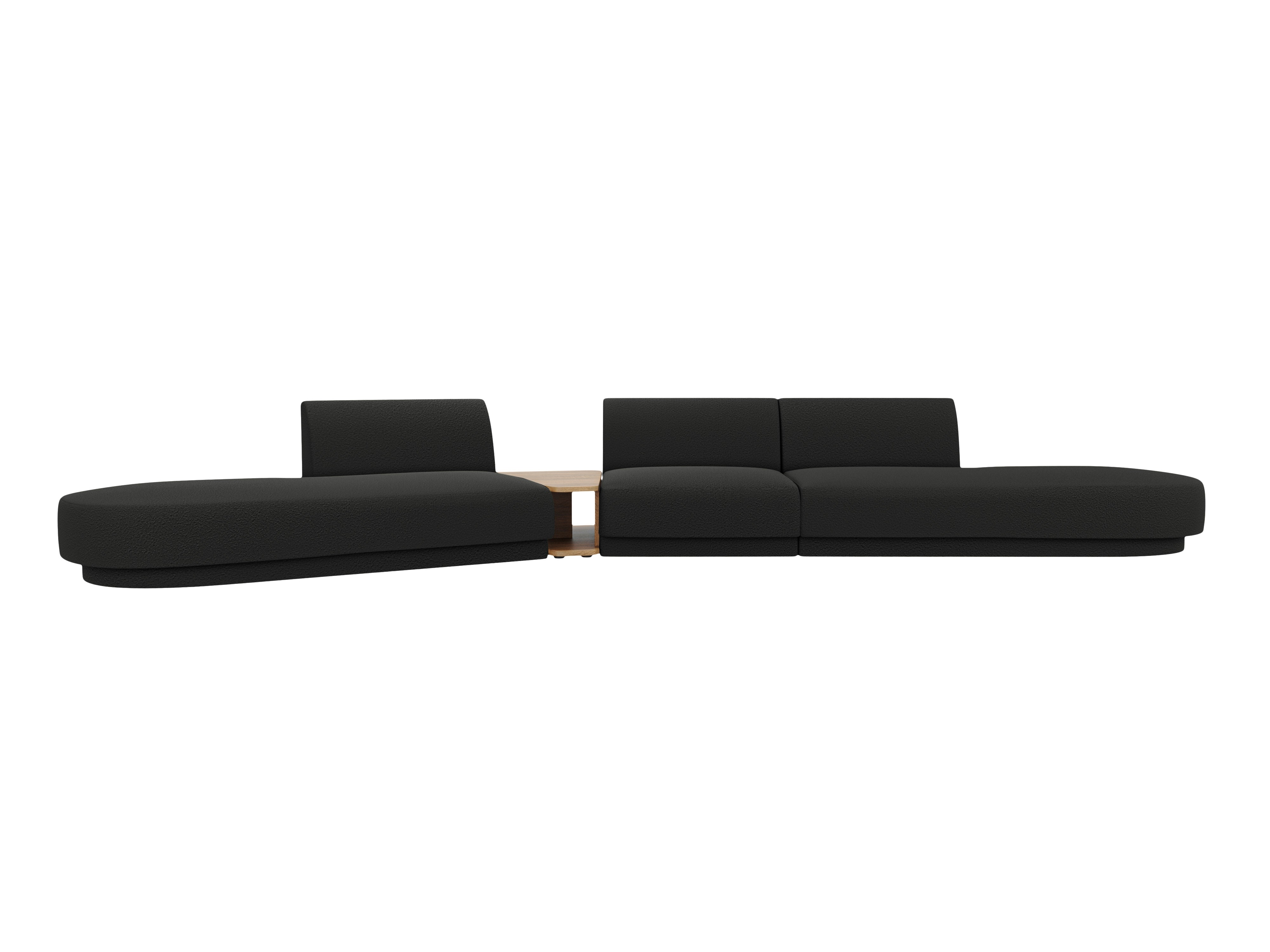 Modulares Sofa links mit Tisch für 5 Personen MILEY schwarzes Boucle