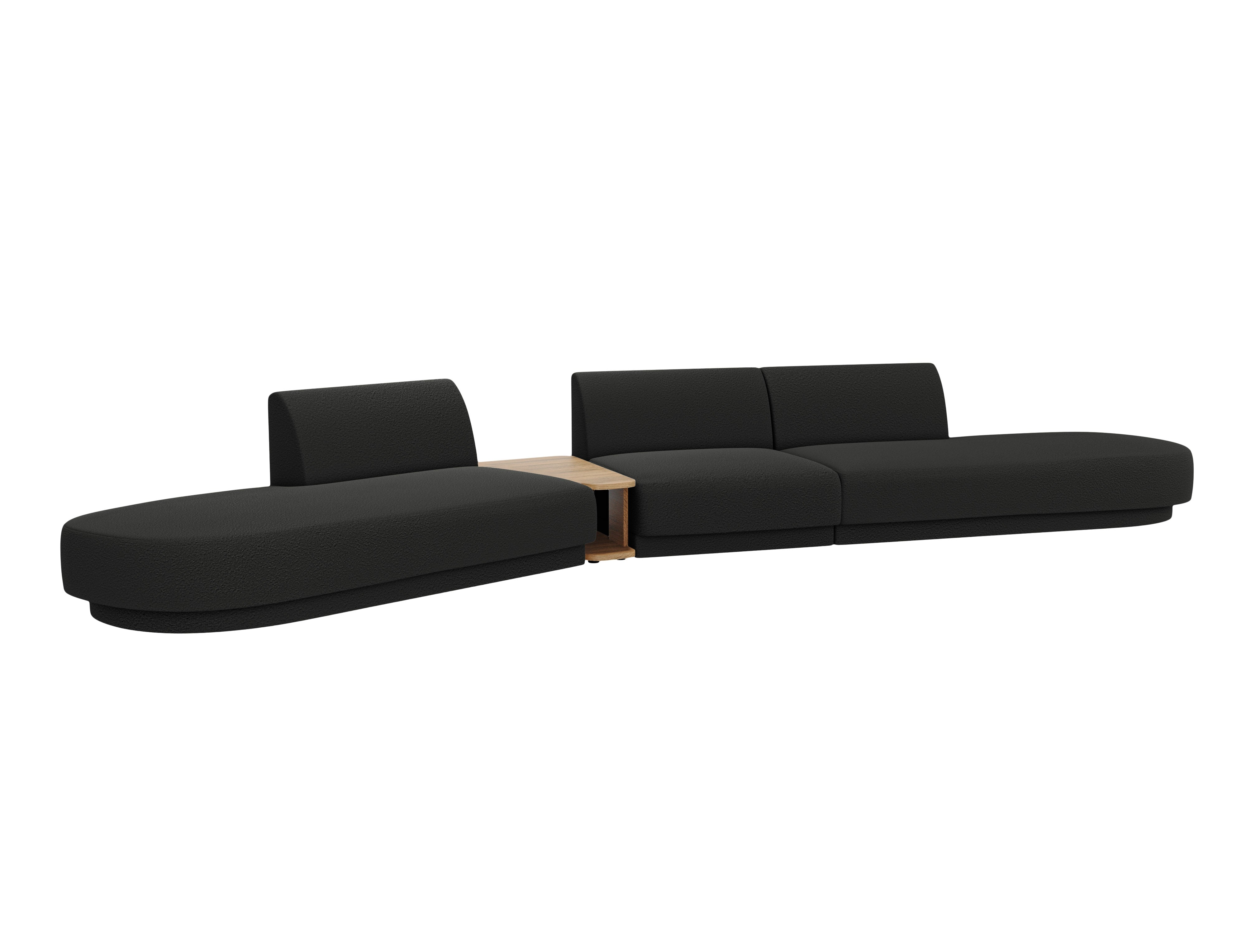 Modulares Sofa links mit Tisch für 5 Personen MILEY schwarzes Boucle