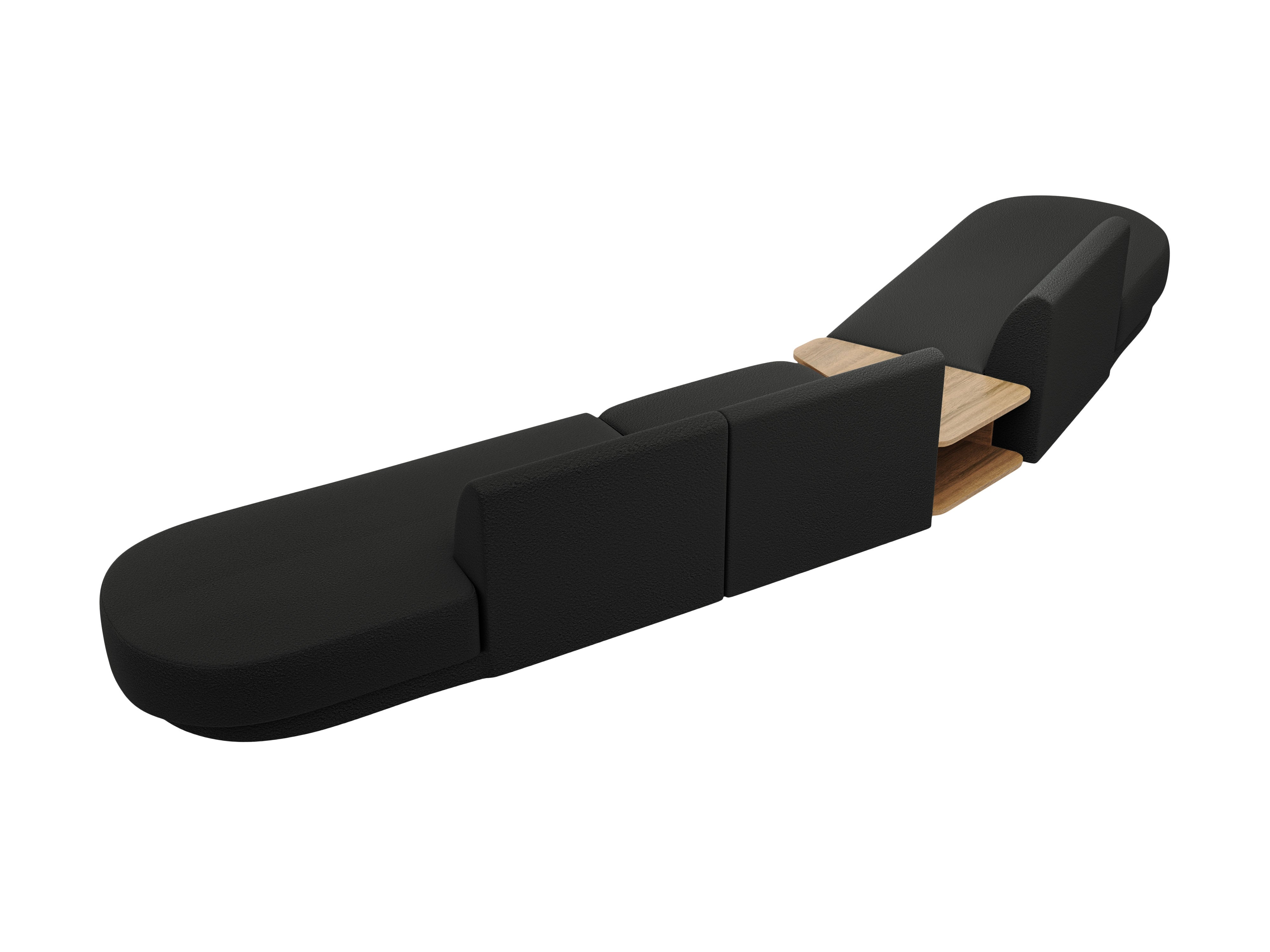 Modulares Sofa links mit Tisch für 5 Personen MILEY schwarzes Boucle