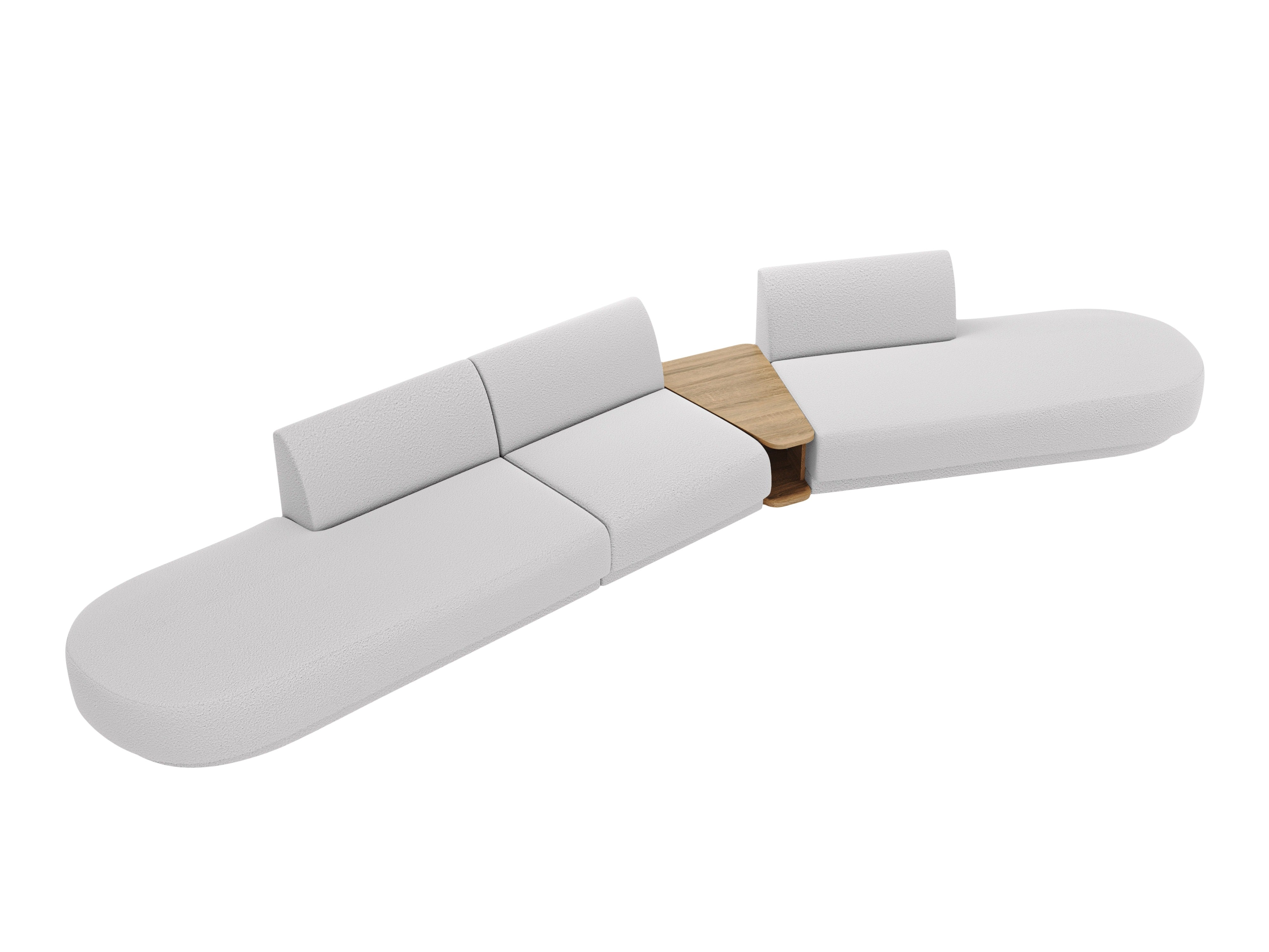Modularsofa rechts mit Tisch für 5 Personen MILEY hellgrau Boucle