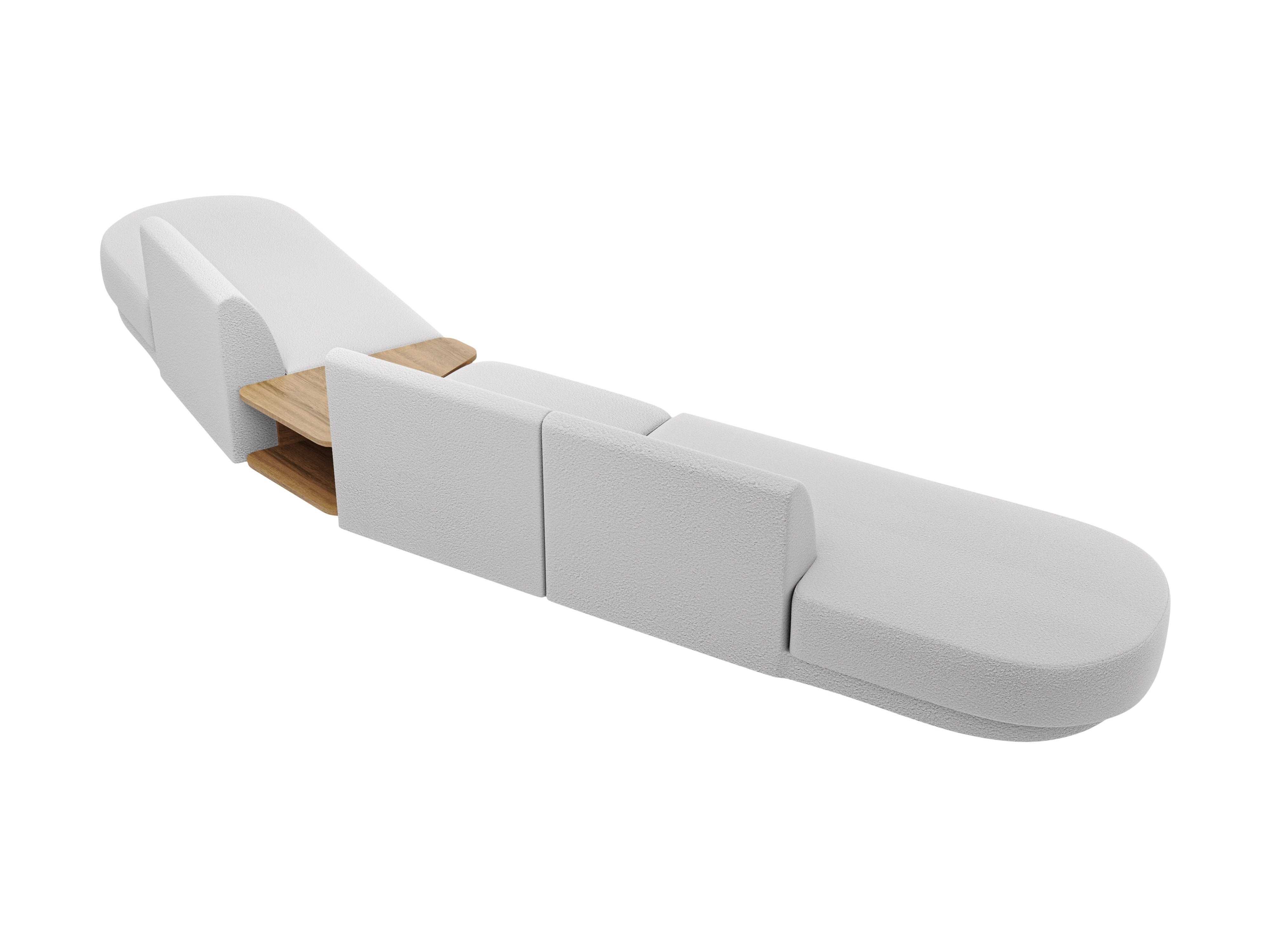 Modularsofa rechts mit Tisch für 5 Personen MILEY hellgrau Boucle