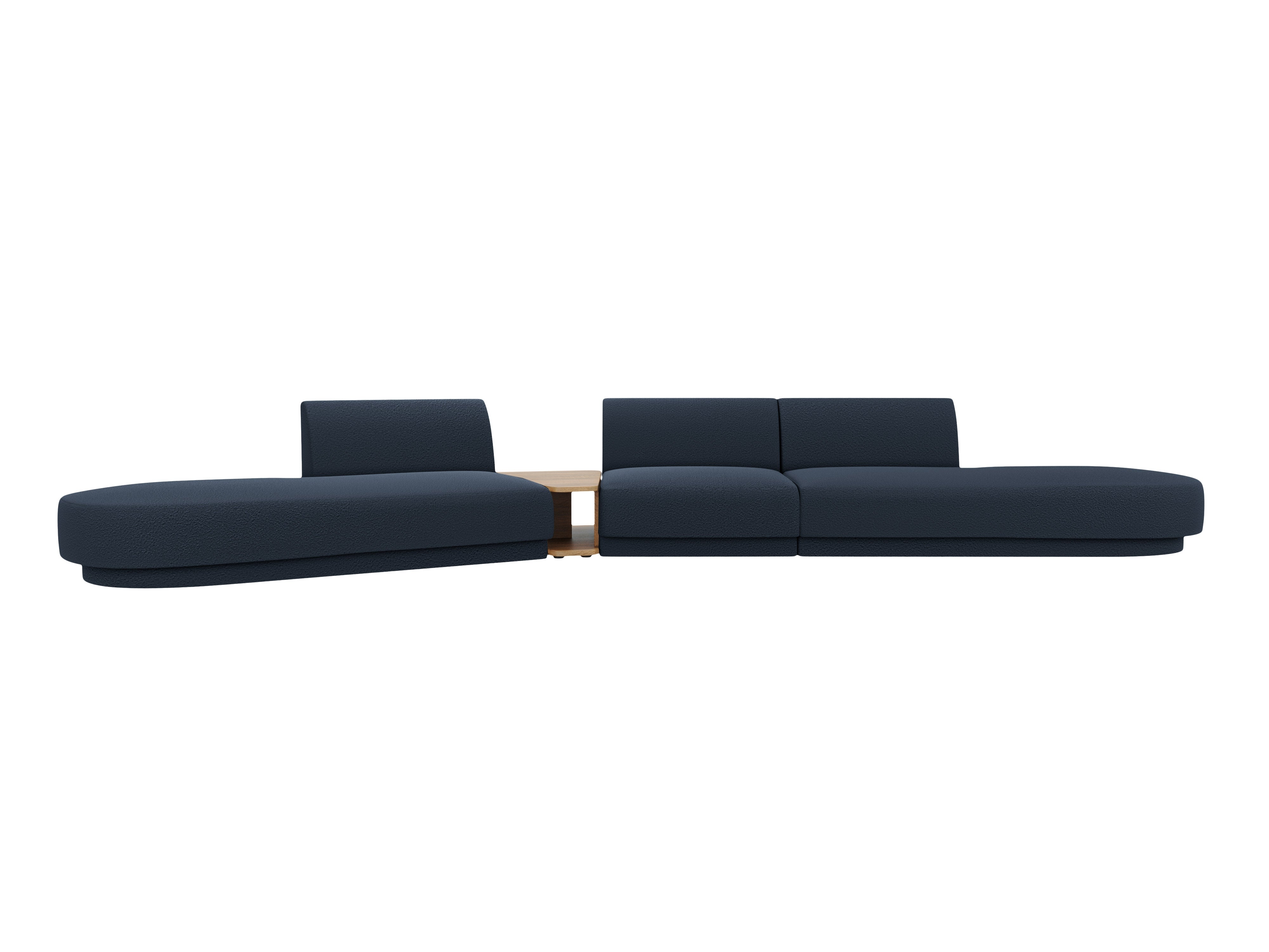 Modulares Sofa links mit Tisch für 5 Personen MILEY dunkelblau Boucle