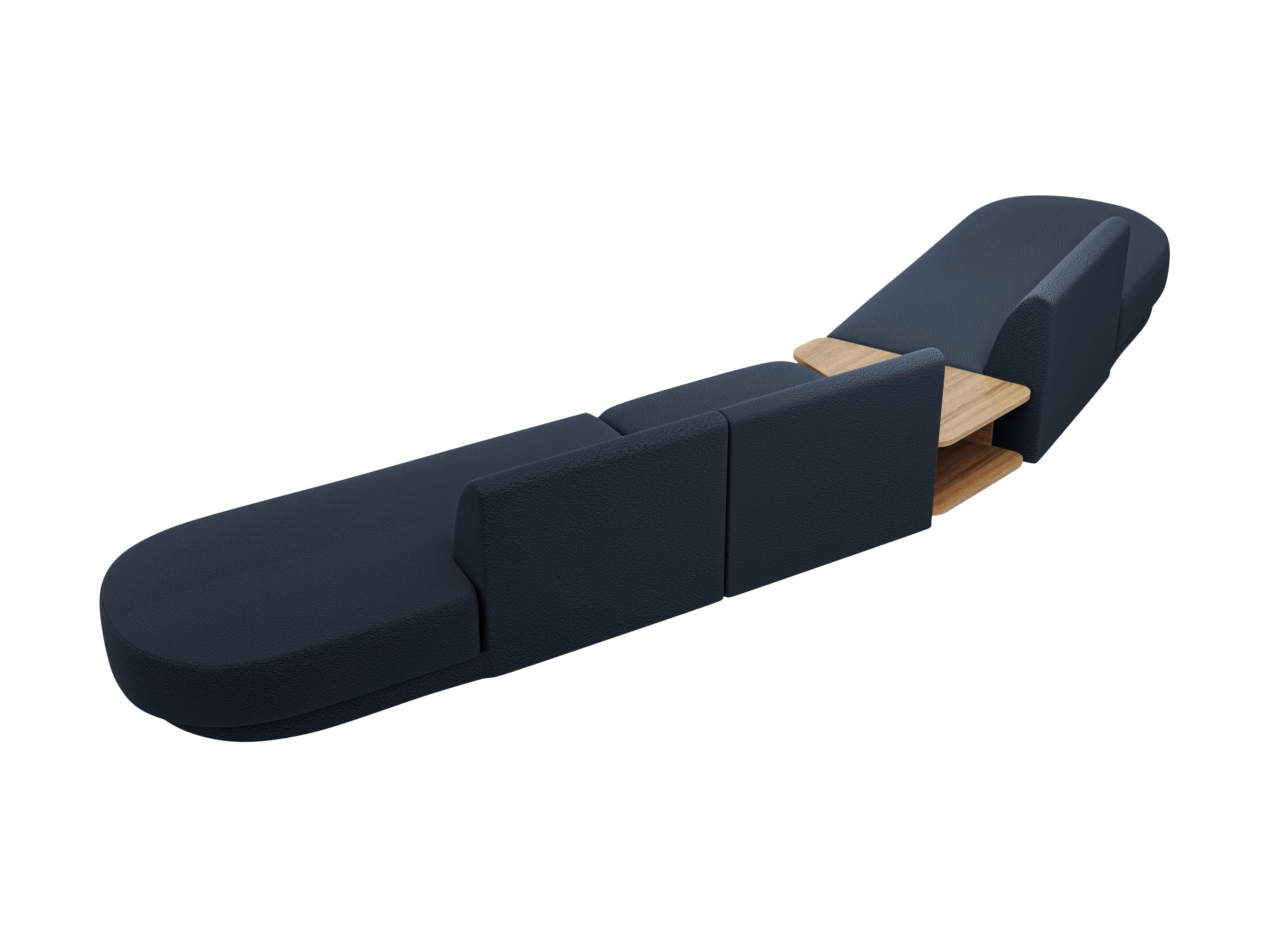 Modulares Sofa links mit Tisch für 5 Personen MILEY dunkelblau Boucle