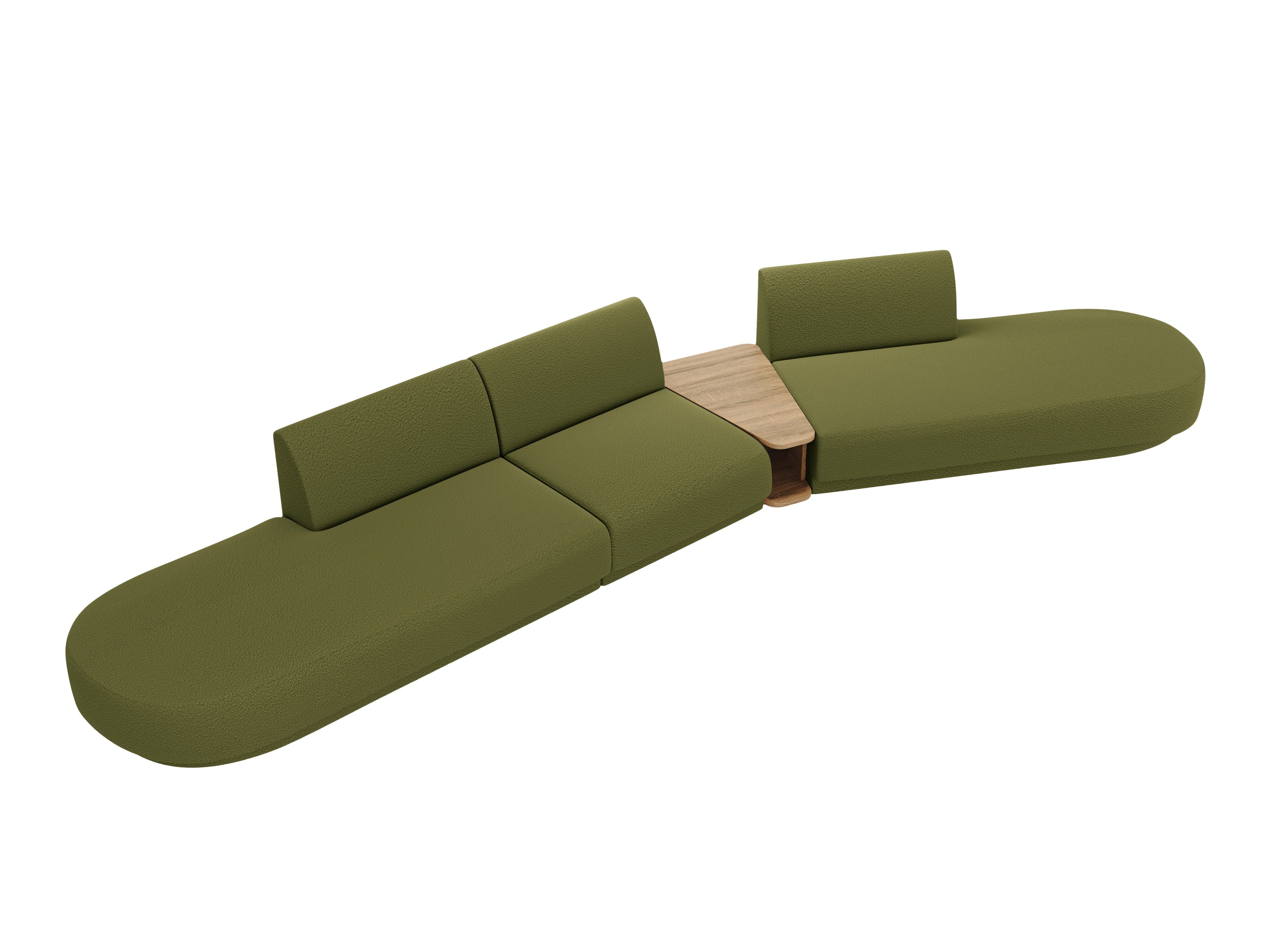 Modulares Sofa mit Tisch, 5-Sitzer MILEY, grün Boucle