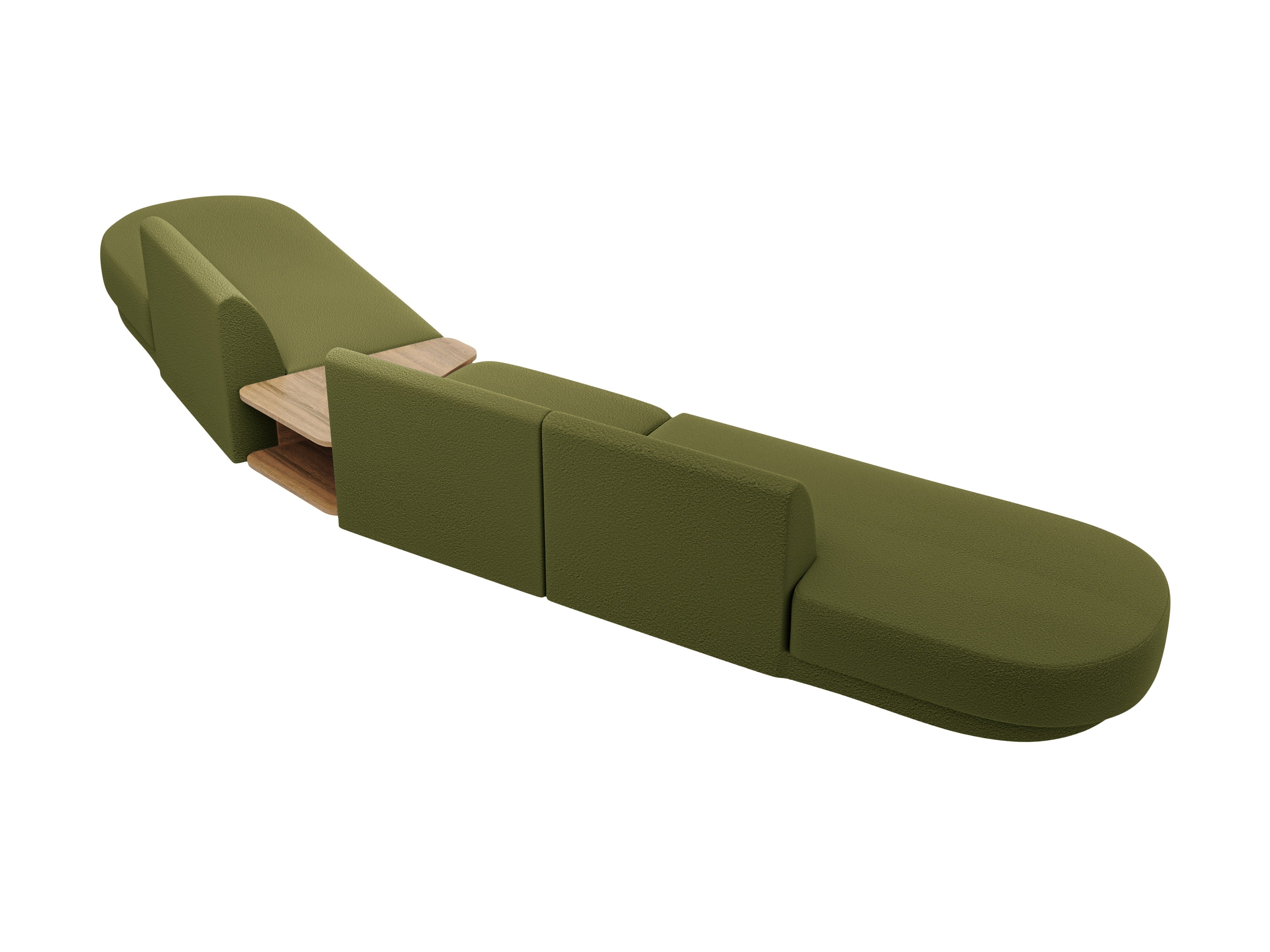 Modulares Sofa mit Tisch, 5-Sitzer MILEY, grün Boucle