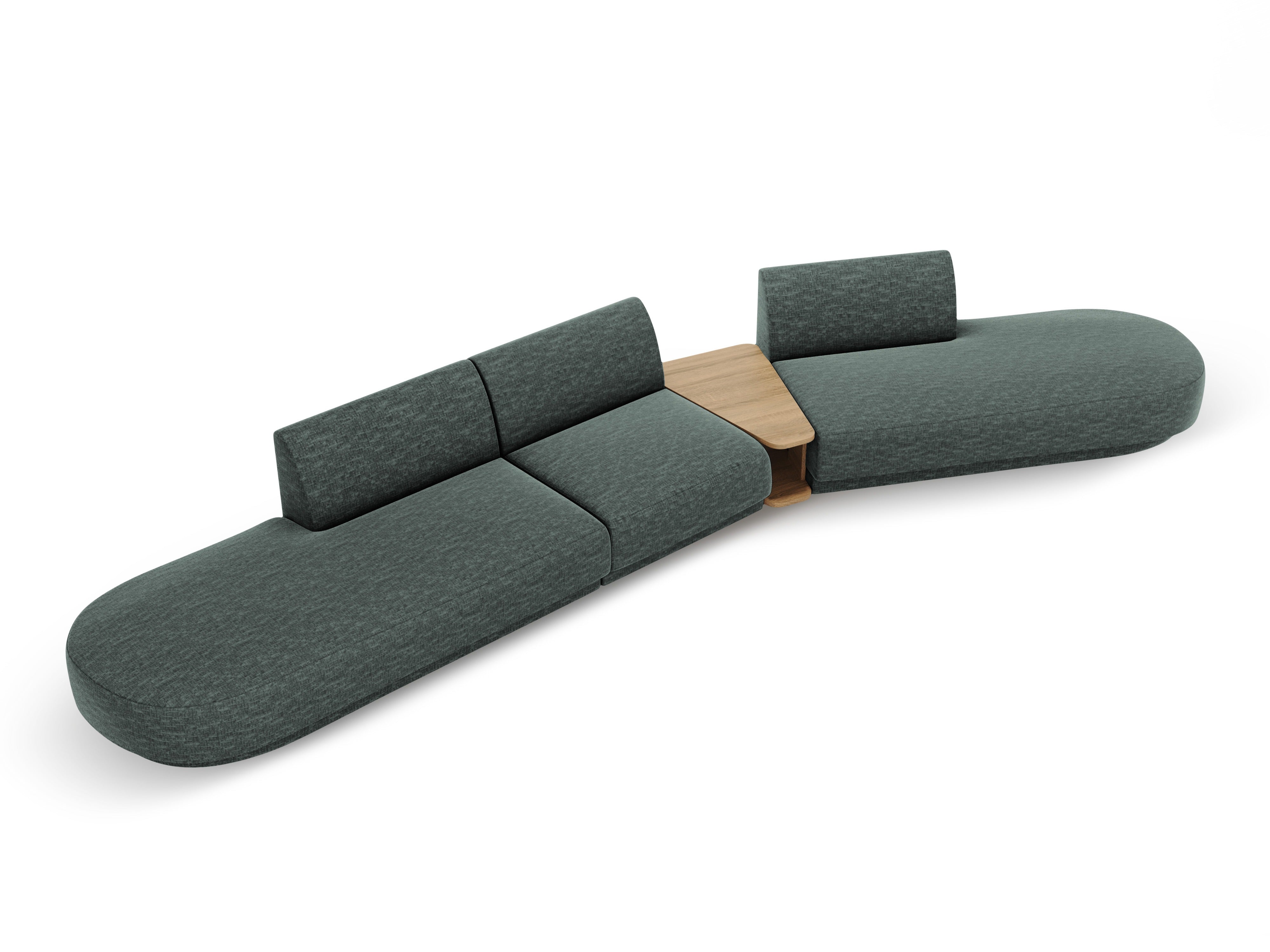 Modulares Sofa mit Tisch, 5-Sitzer MILEY petrol, samtig