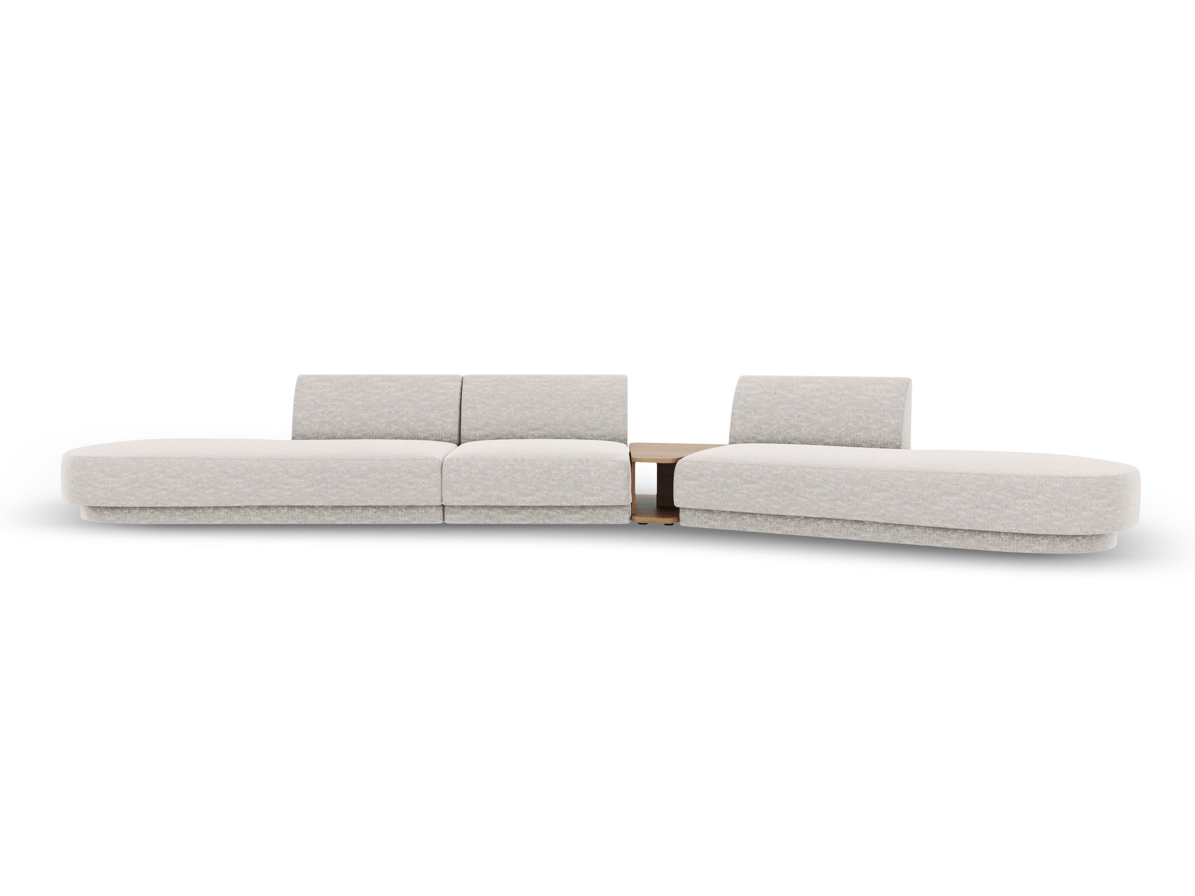 Modularsofa rechts mit Tisch für 5 Personen MILEY graues Chenille