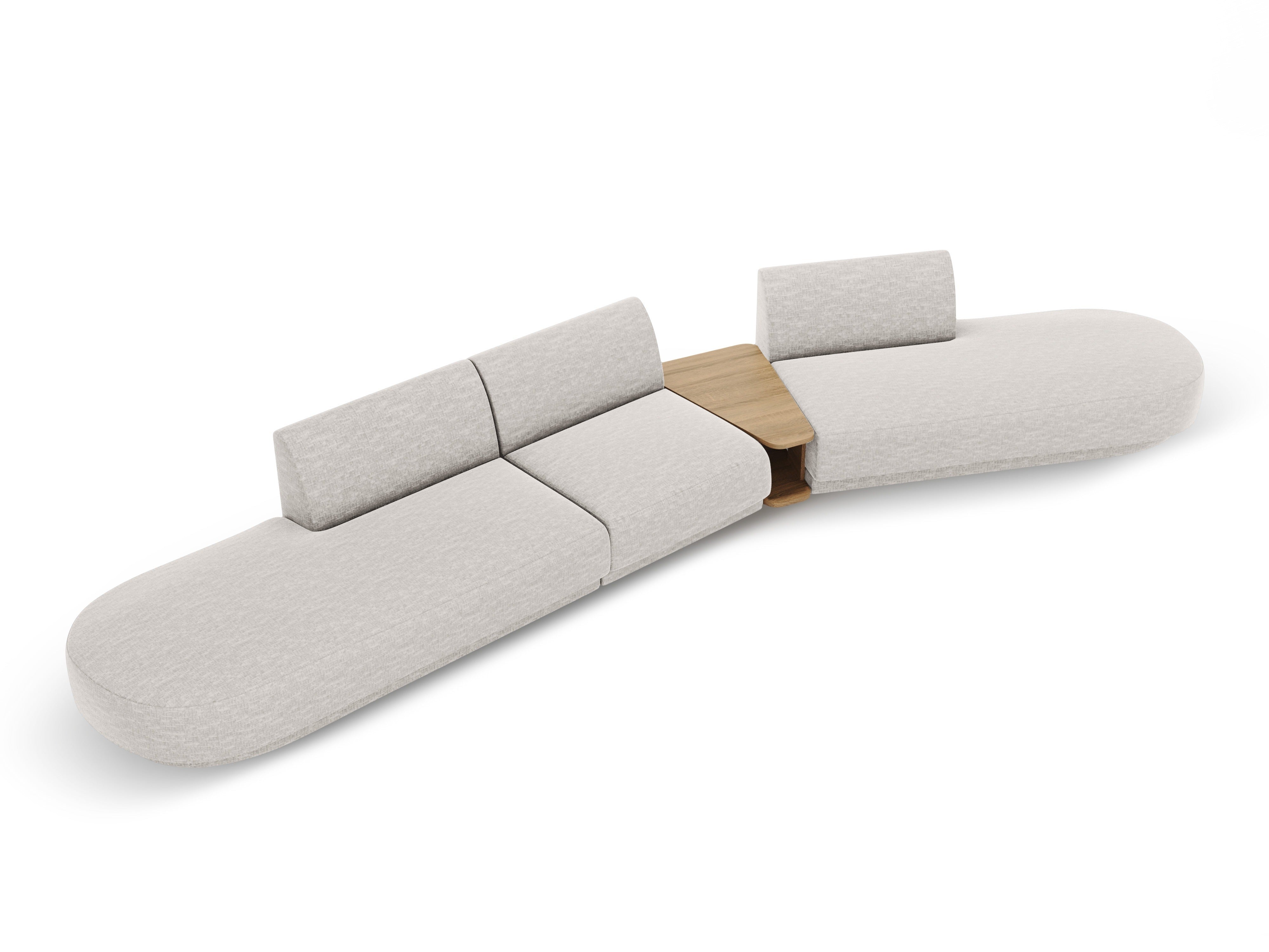 Modularsofa rechts mit Tisch für 5 Personen MILEY graues Chenille