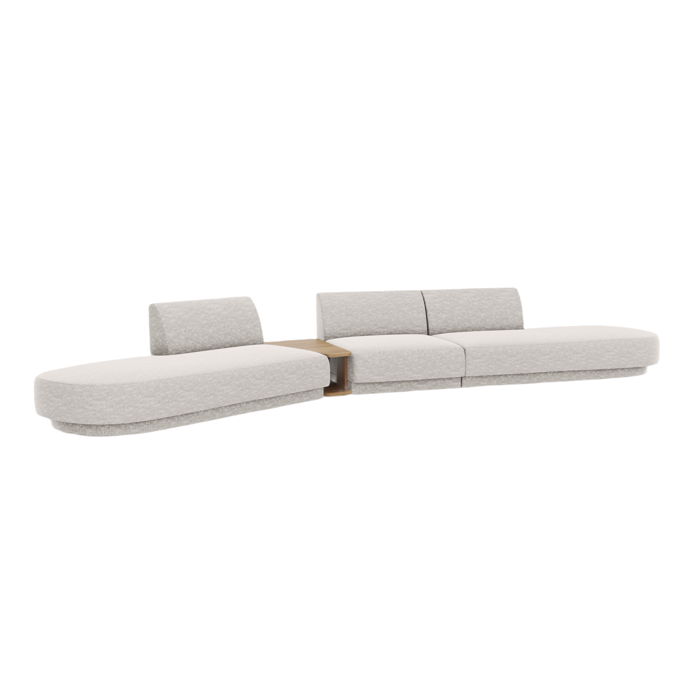 Left-sided modular sofa with table for 5 people MILEY gray chenille