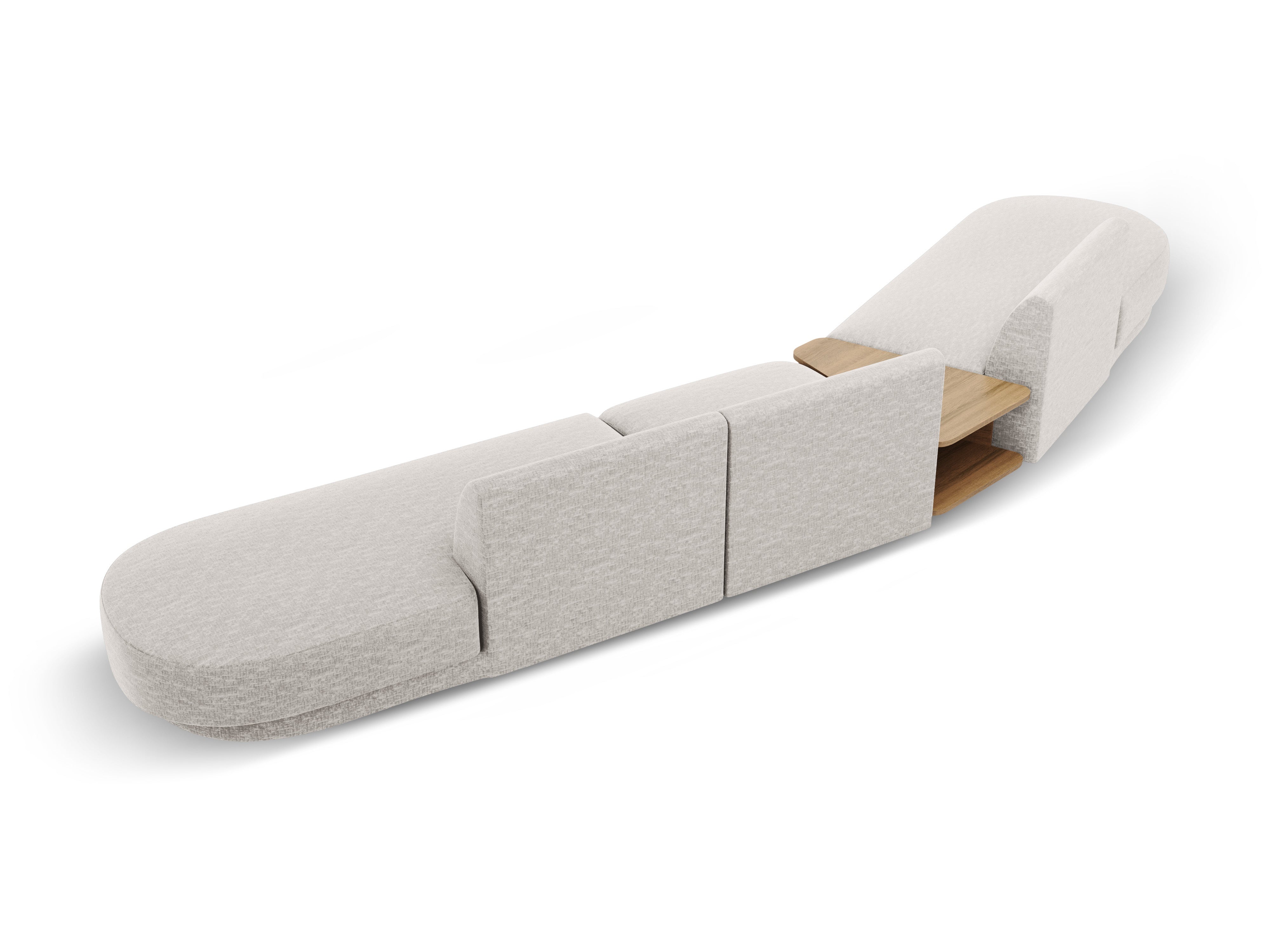 Left-sided modular sofa with table for 5 people MILEY gray chenille