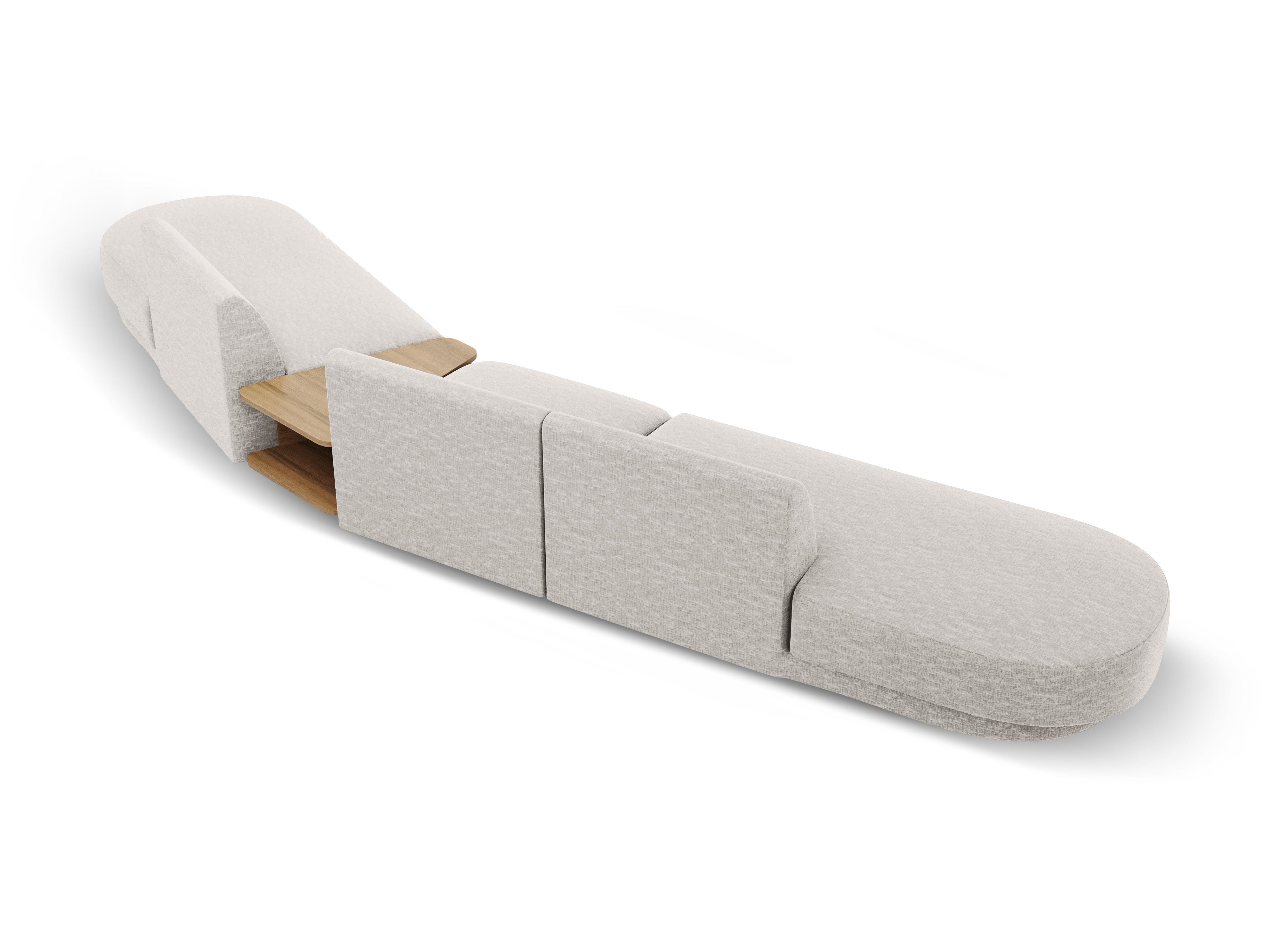 Modularsofa rechts mit Tisch für 5 Personen MILEY graues Chenille