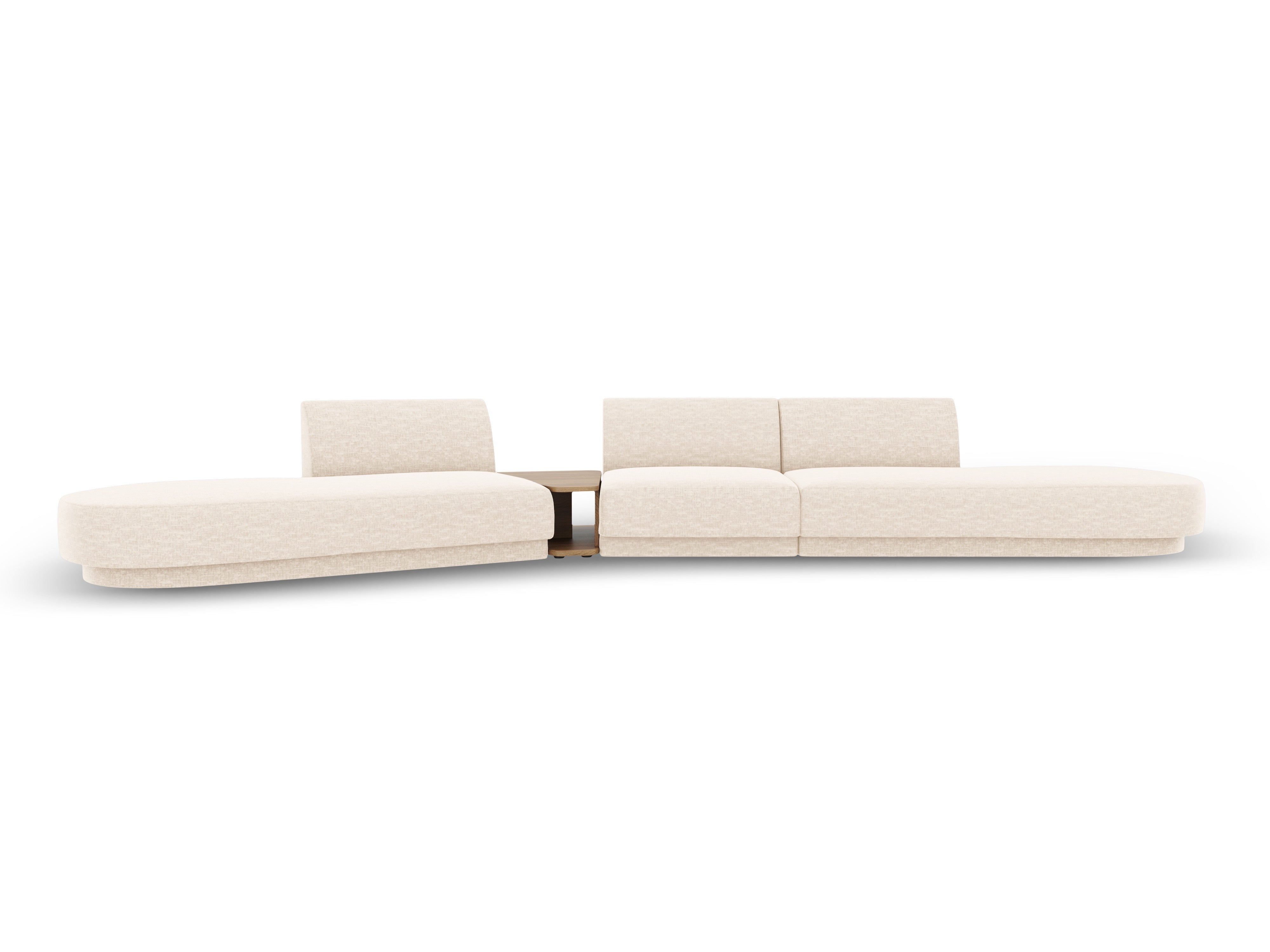 Left-facing modular sofa with table for 5 people MILEY ivory chenille