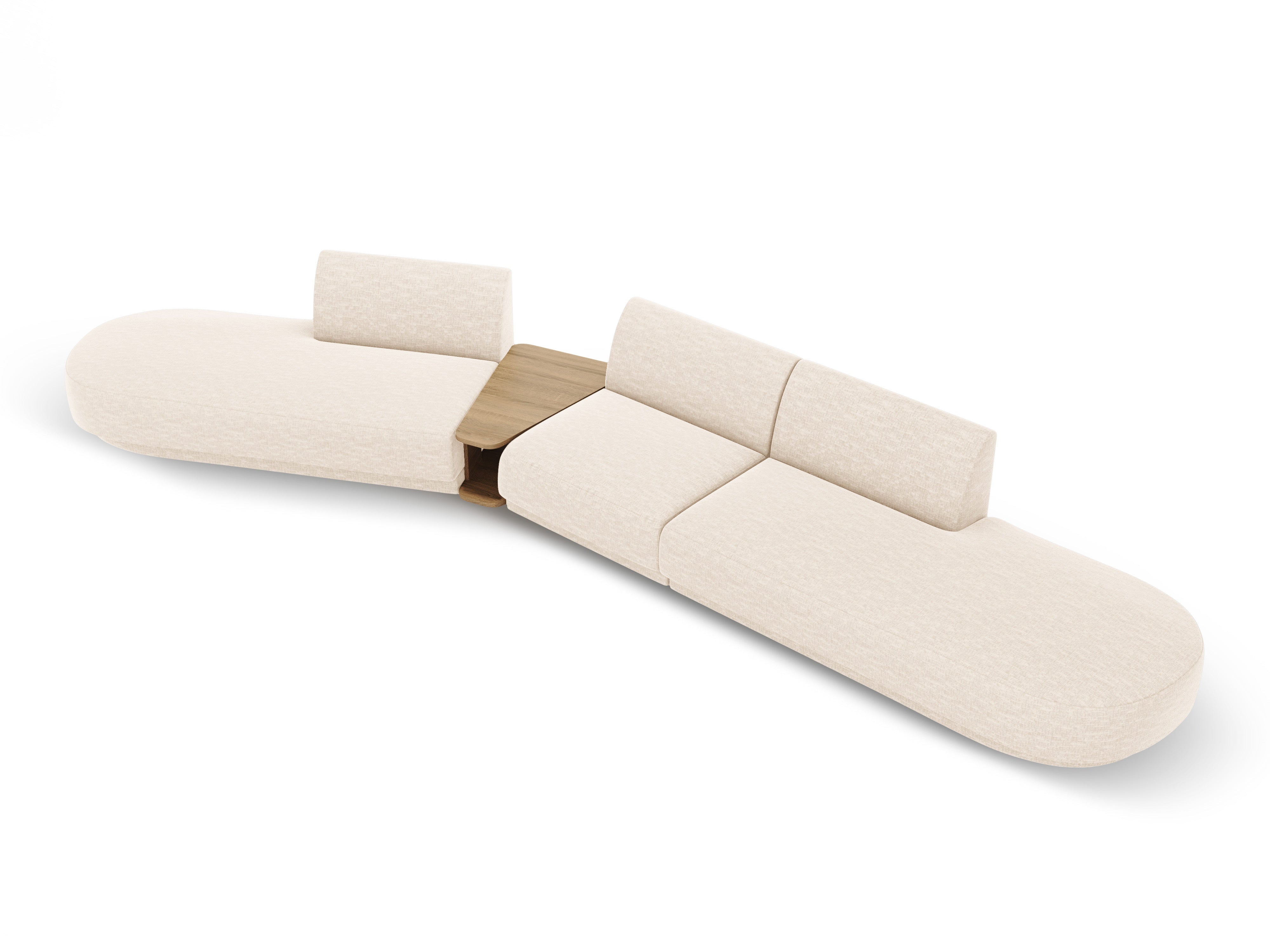 Left-facing modular sofa with table for 5 people MILEY ivory chenille