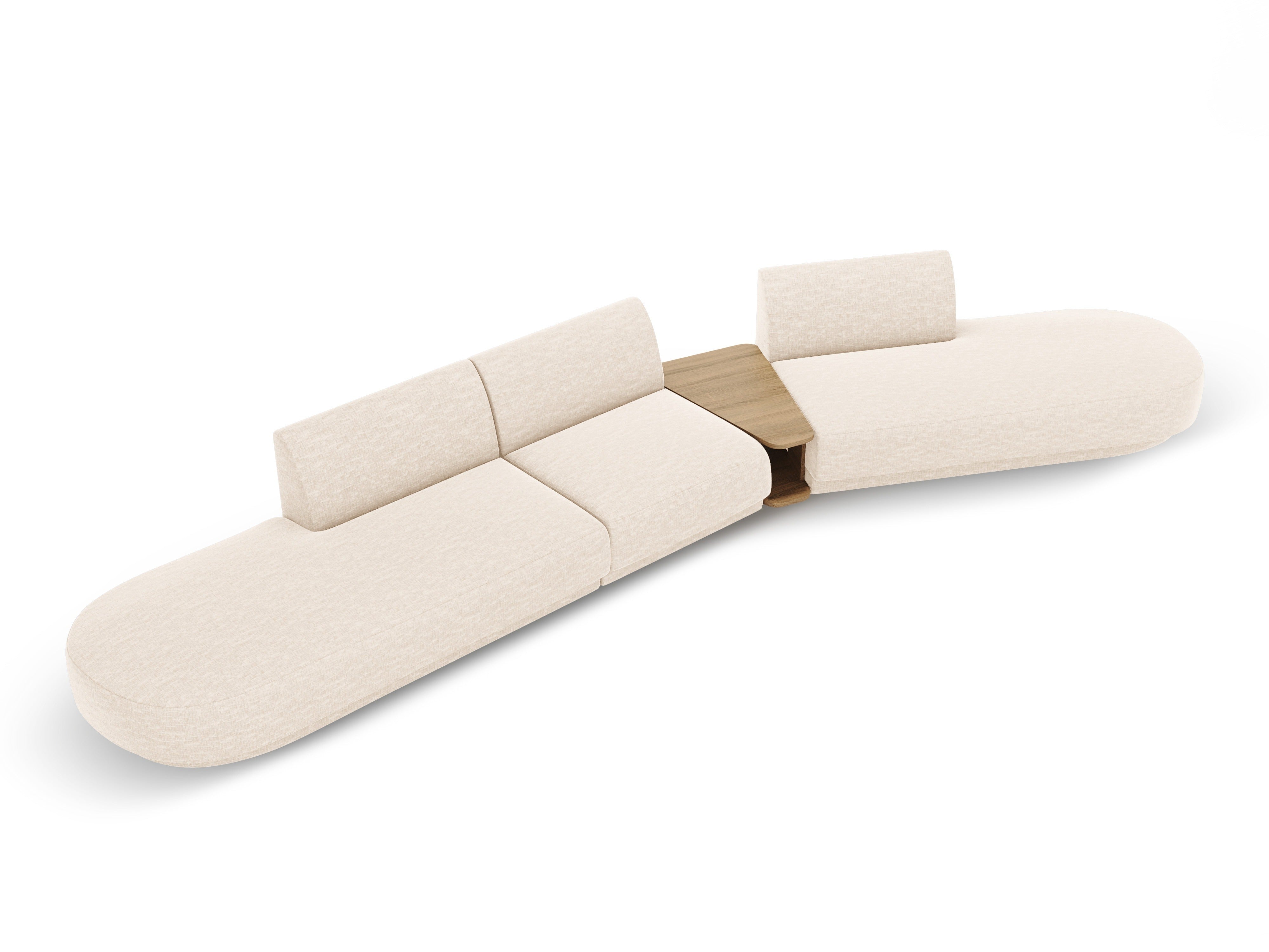 Modulares Sofa mit Tisch, 5-Sitzer MILEY, Elfenbein, Chenille