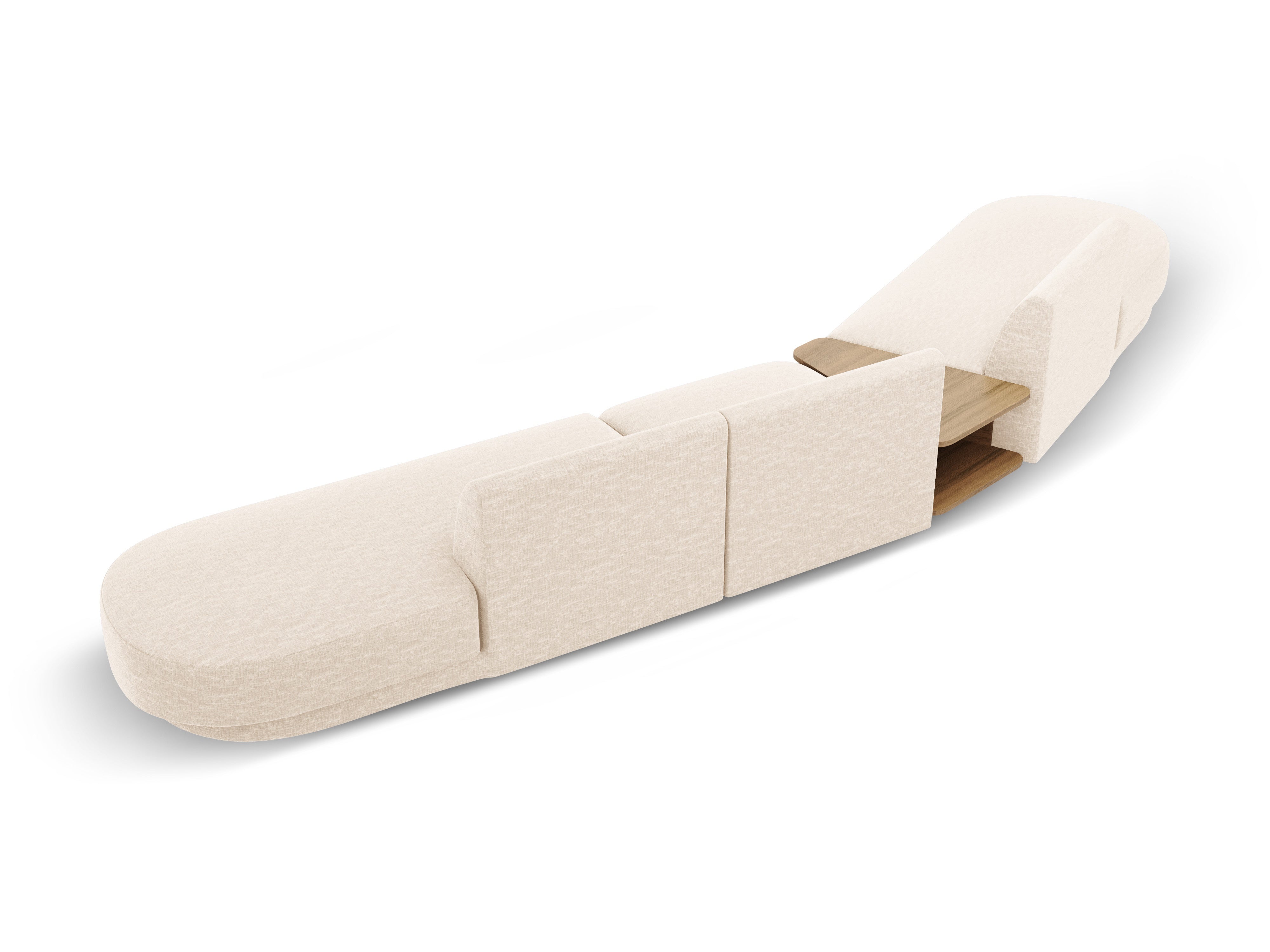 Left-facing modular sofa with table for 5 people MILEY ivory chenille