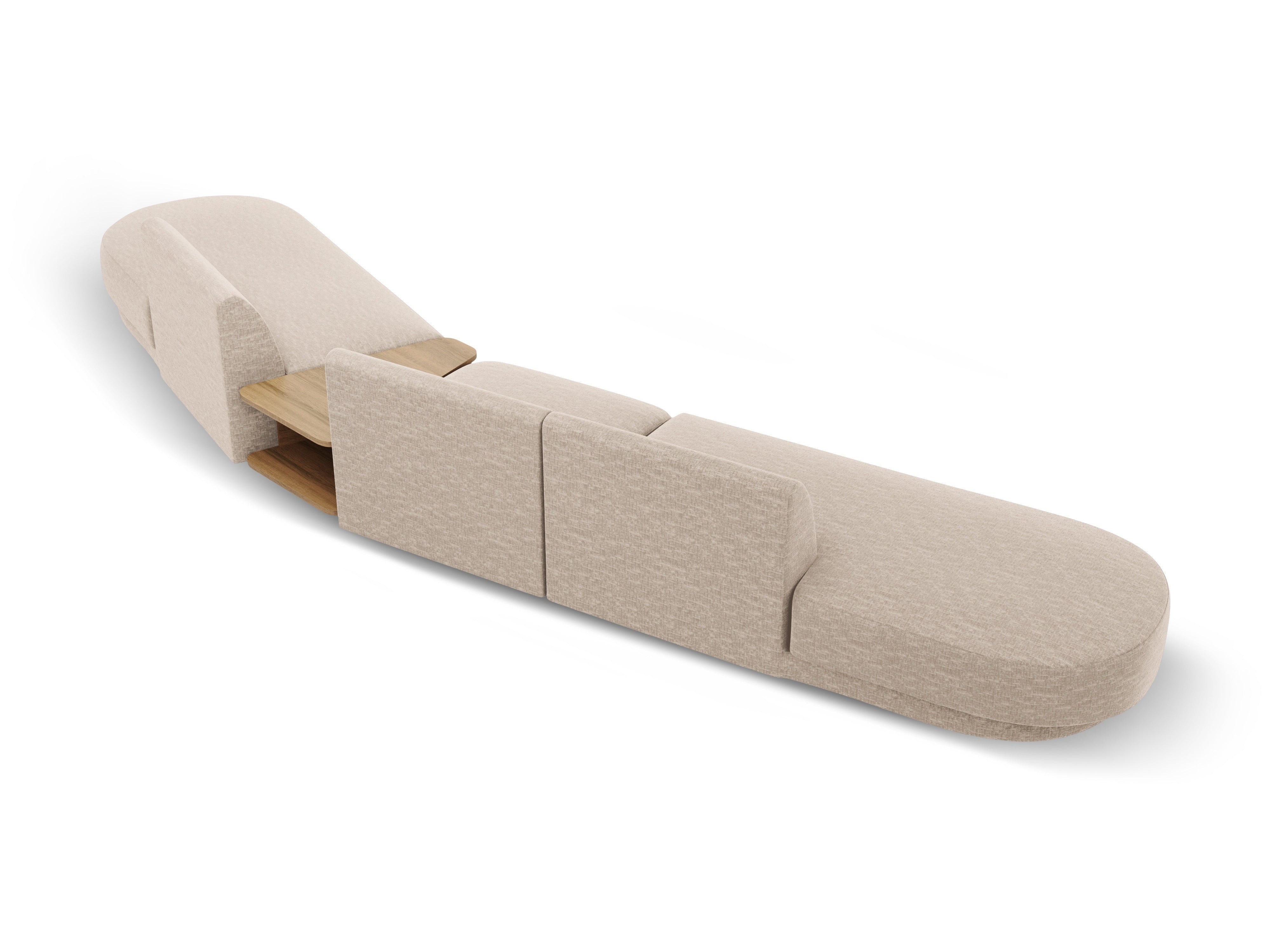 Right-facing modular sofa with table for 5 people MILEY beige chenille